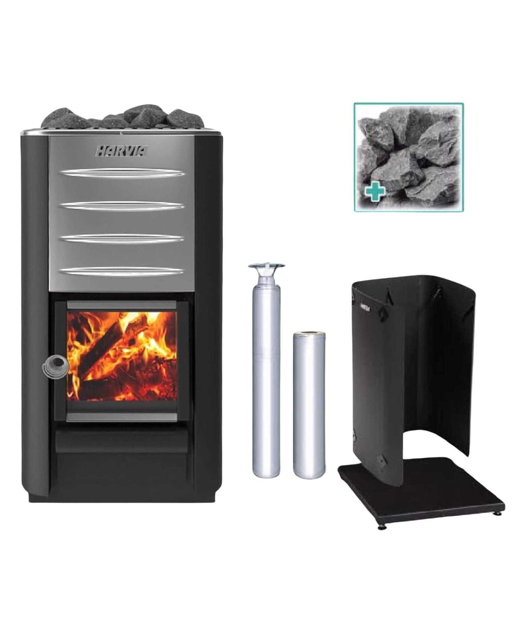 Harvia M3 16.5KW Premium Wood-Burning Sauna Stove Kit [M3 SS PKG] (SAK19523)