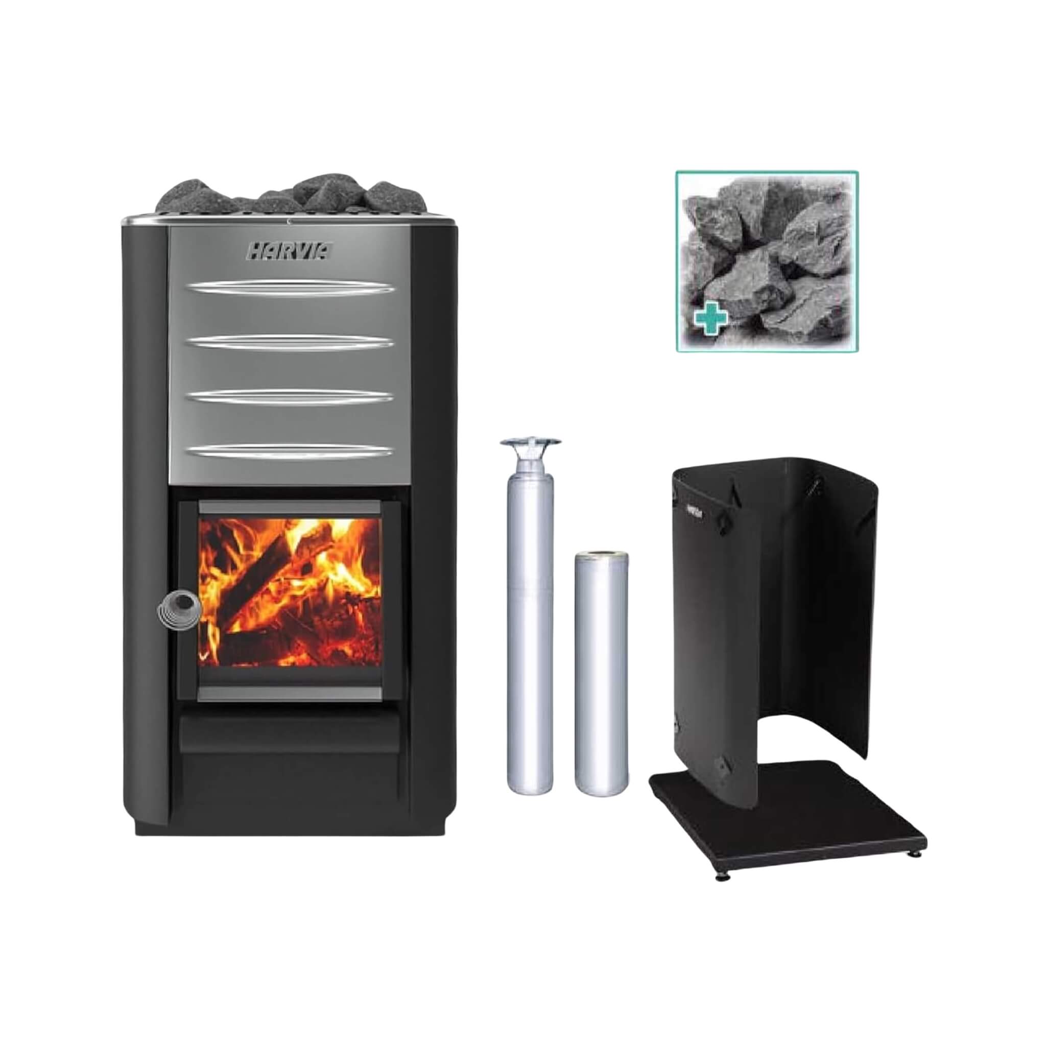 Harvia M3 16.5KW Premium Wood-Burning Sauna Stove Kit [M3 SS PKG] (SAK19523)