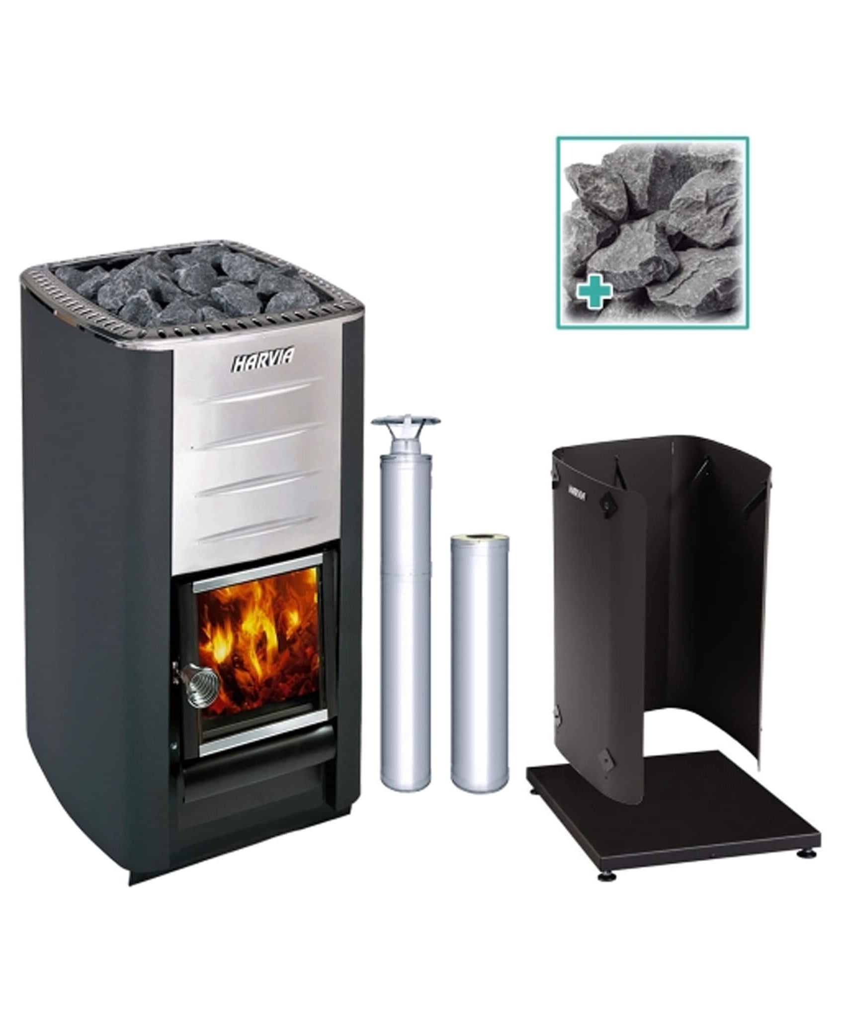 Harvia M3 16.5KW Premium Wood-Burning Sauna Stove Kit [M3 SS PKG] (SAK19523)