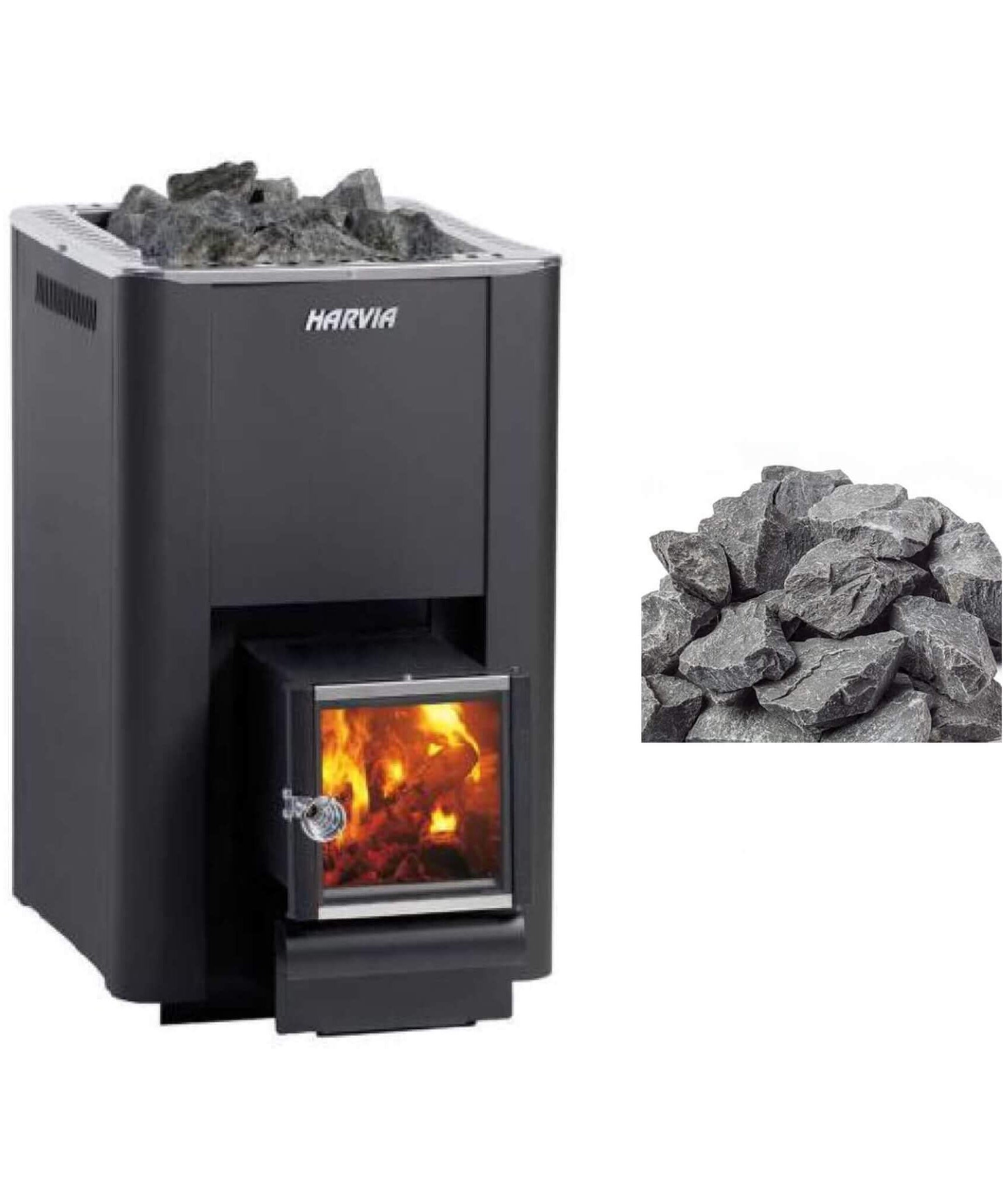 Harvia Pro 20 SL 24.1 KW Wood-Burning Sauna Stove With Exterior Feed & Sauna Stones [WKPR20SLM] (SAK73985)