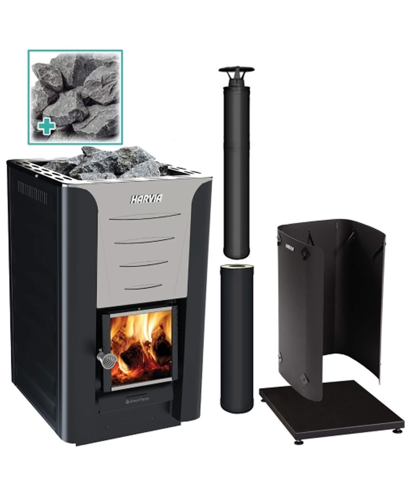 Harvia Pro 20 Premium Wood-Burning Sauna Heater Stove Package [PRO20-PKG] (SAK15748)