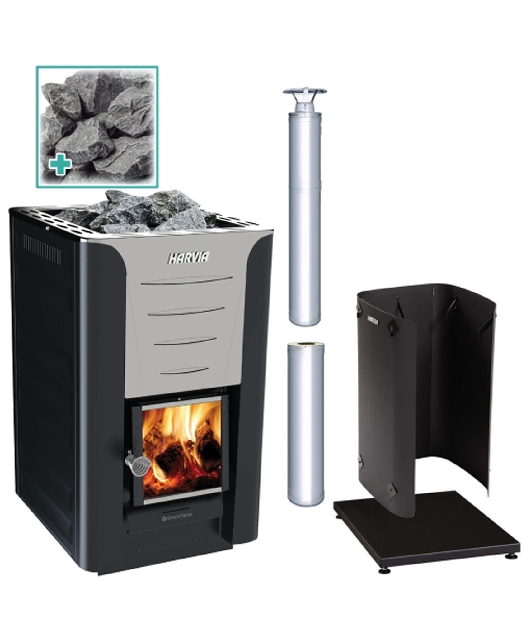 Harvia Pro 20 Premium Wood-Burning Sauna Heater Stove Package [PRO20-PKG] (SAK15748)