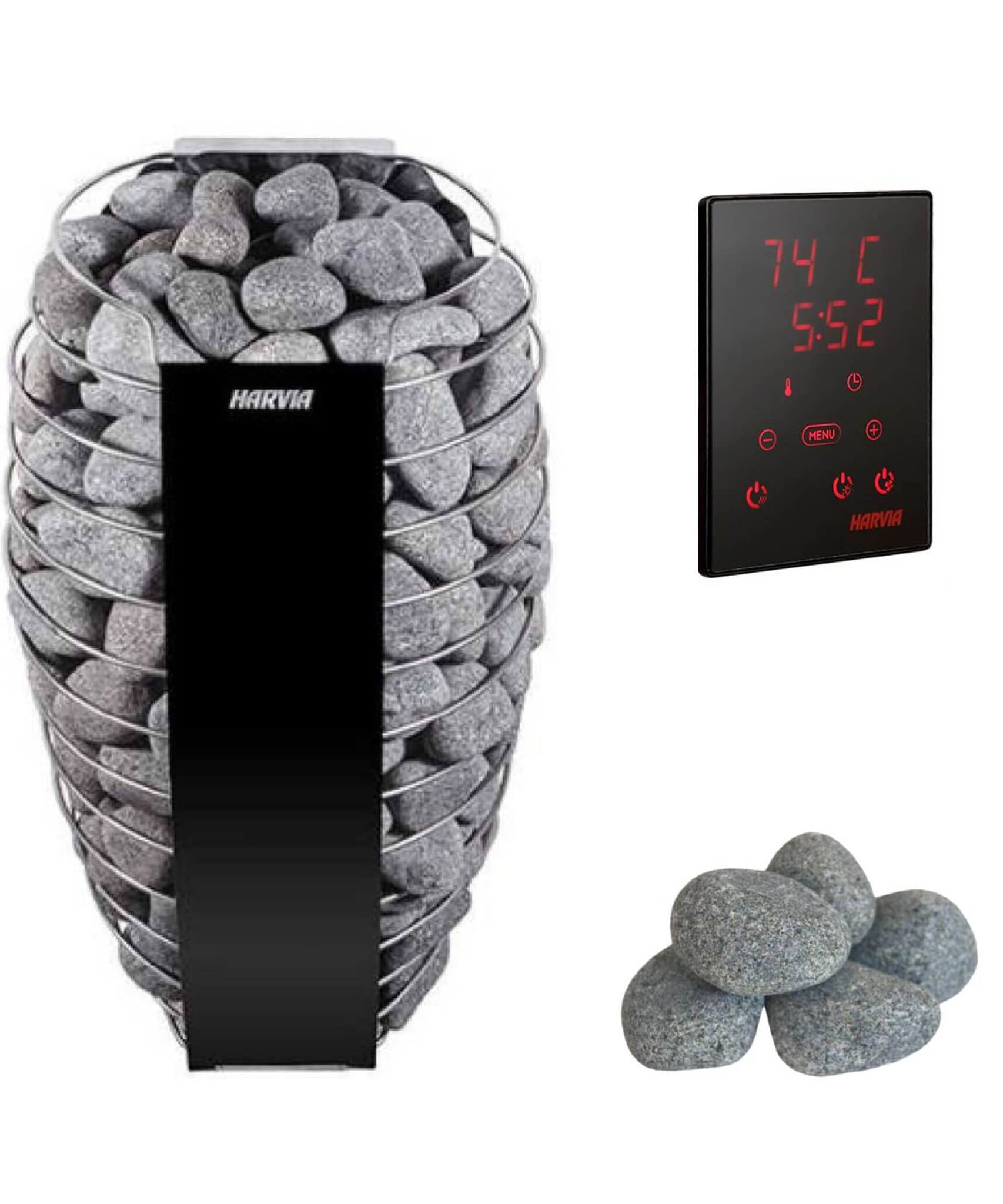 Harvia Spirit UL Certified Electric Sauna Heater With Digital Xenio Control Panel, WiFi Remote Control And Stones [SP60/80E] (SAK42565)