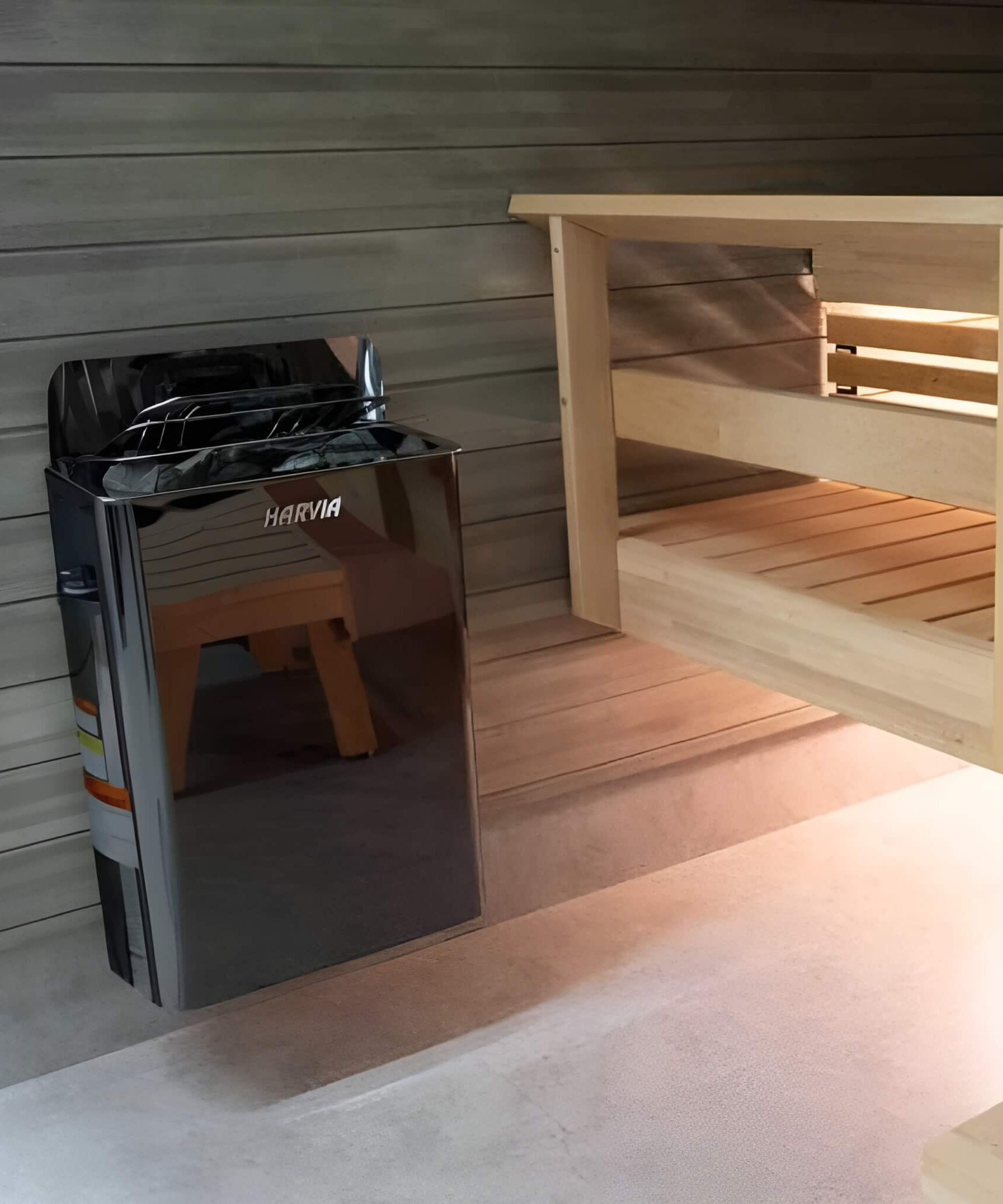 Harvia The Wall Stainless Steel Built-In Wall Mount Sauna Heater With Illuminated Controls & Sauna Stones [SW60/80] (SAK21467)