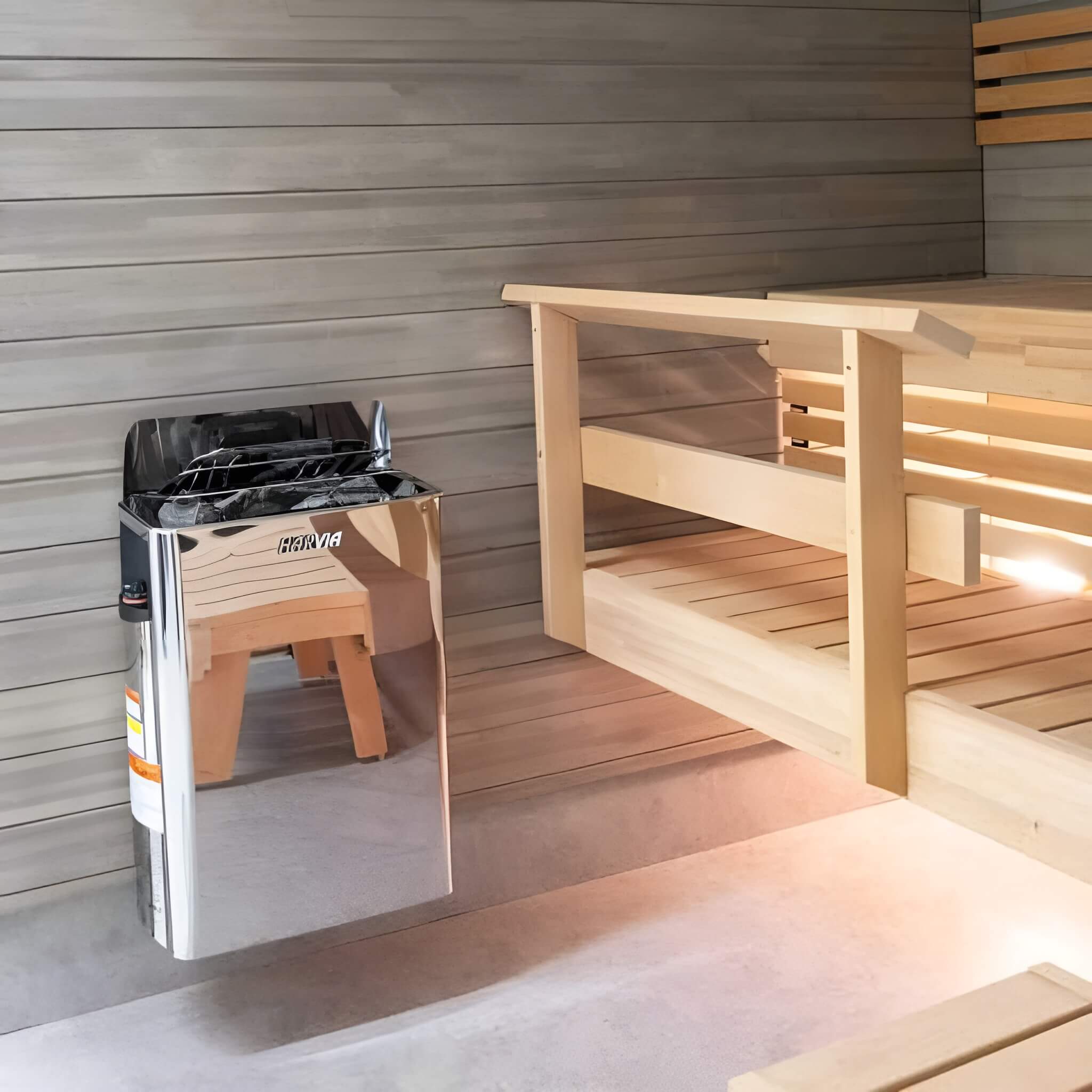 Harvia The Wall Stainless Steel Built-In Wall Mount Sauna Heater With Illuminated Controls & Sauna Stones [SW60/80] (SAK21467)