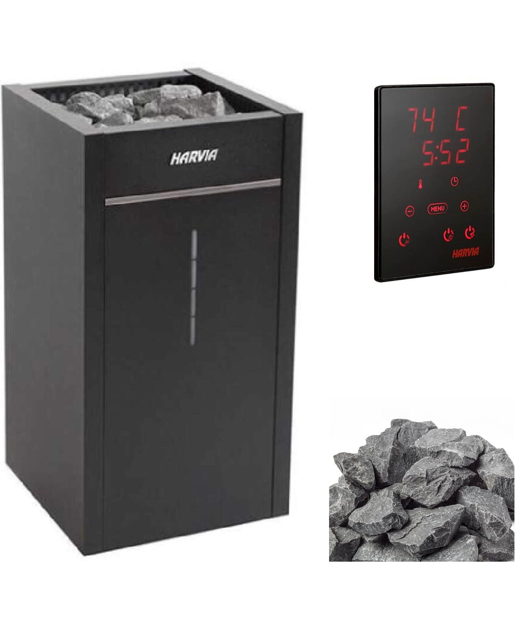 Harvia Virta Combi HL Electric Sauna Heater With Xenio Series Digital Control & Sauna Stones (SAK38527)