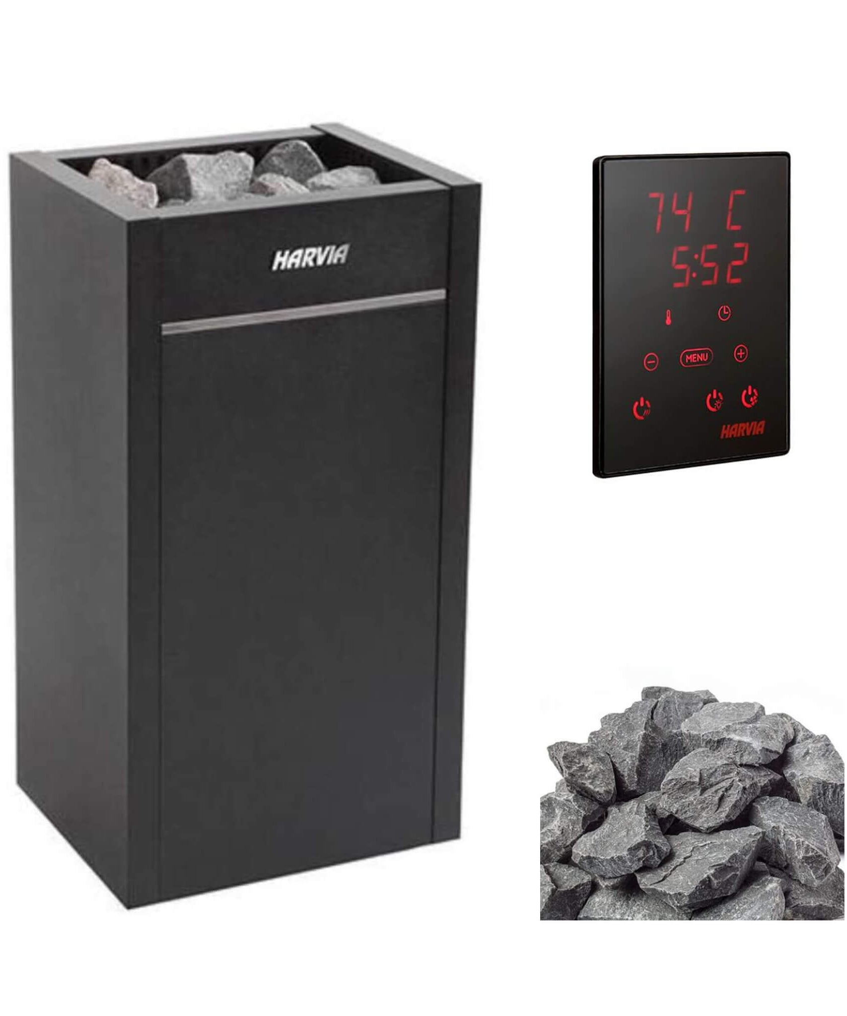 Harvia Virta HL Series Freestanding Electric Sauna Heater With Xenio Series Digital Control & Sauna Stones [HL60/80/90/110E] (SAK57630)
