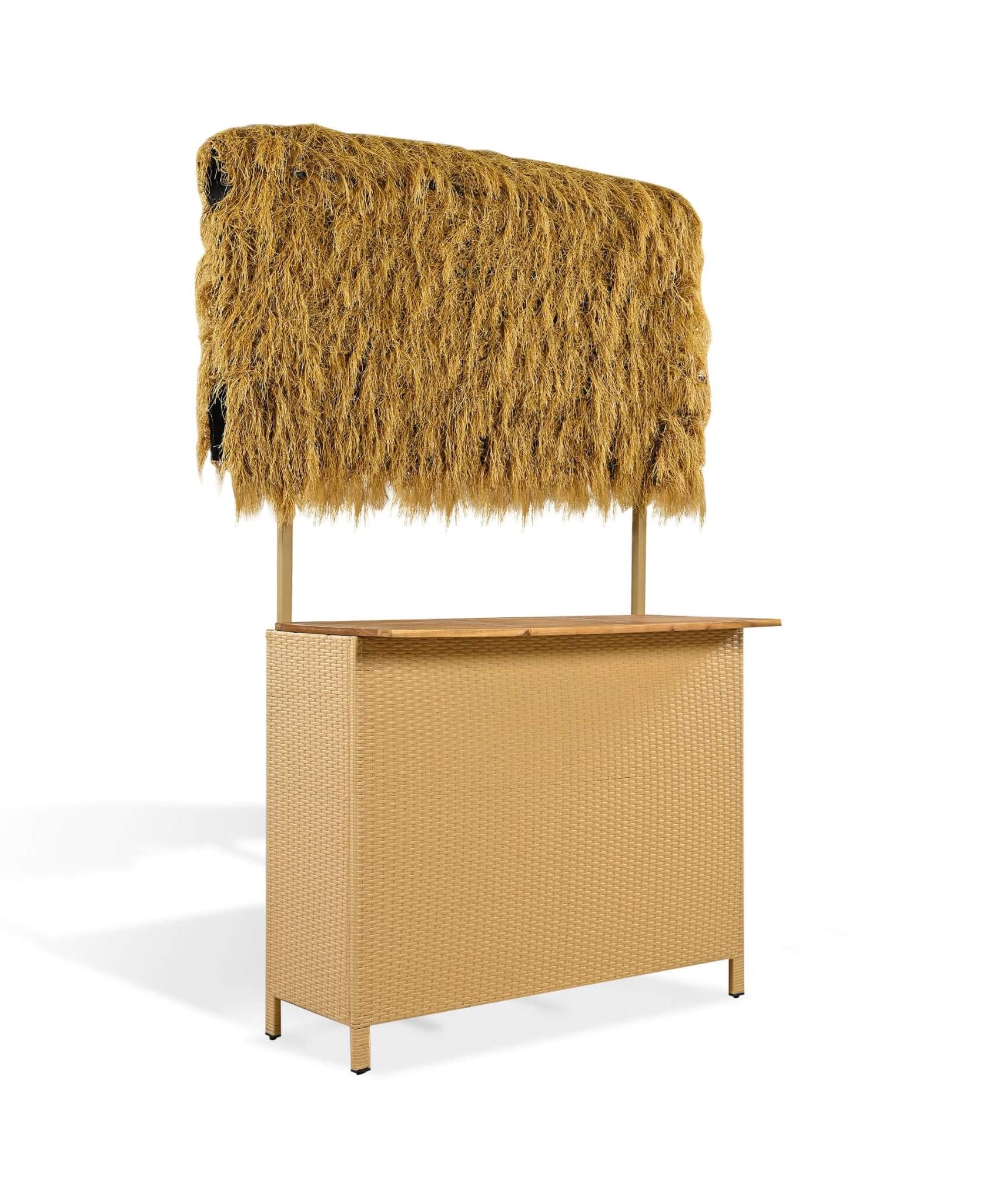 Alora 3-Piece Hawaiian Bar-Height Patio Set With Grass Canopy And Stools (SAK63047)