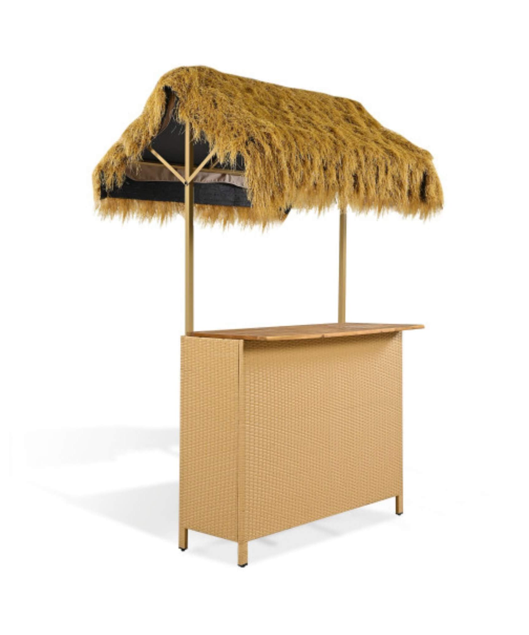 Alora 3-Piece Hawaiian Bar-Height Patio Set With Grass Canopy And Stools (SAK63047)