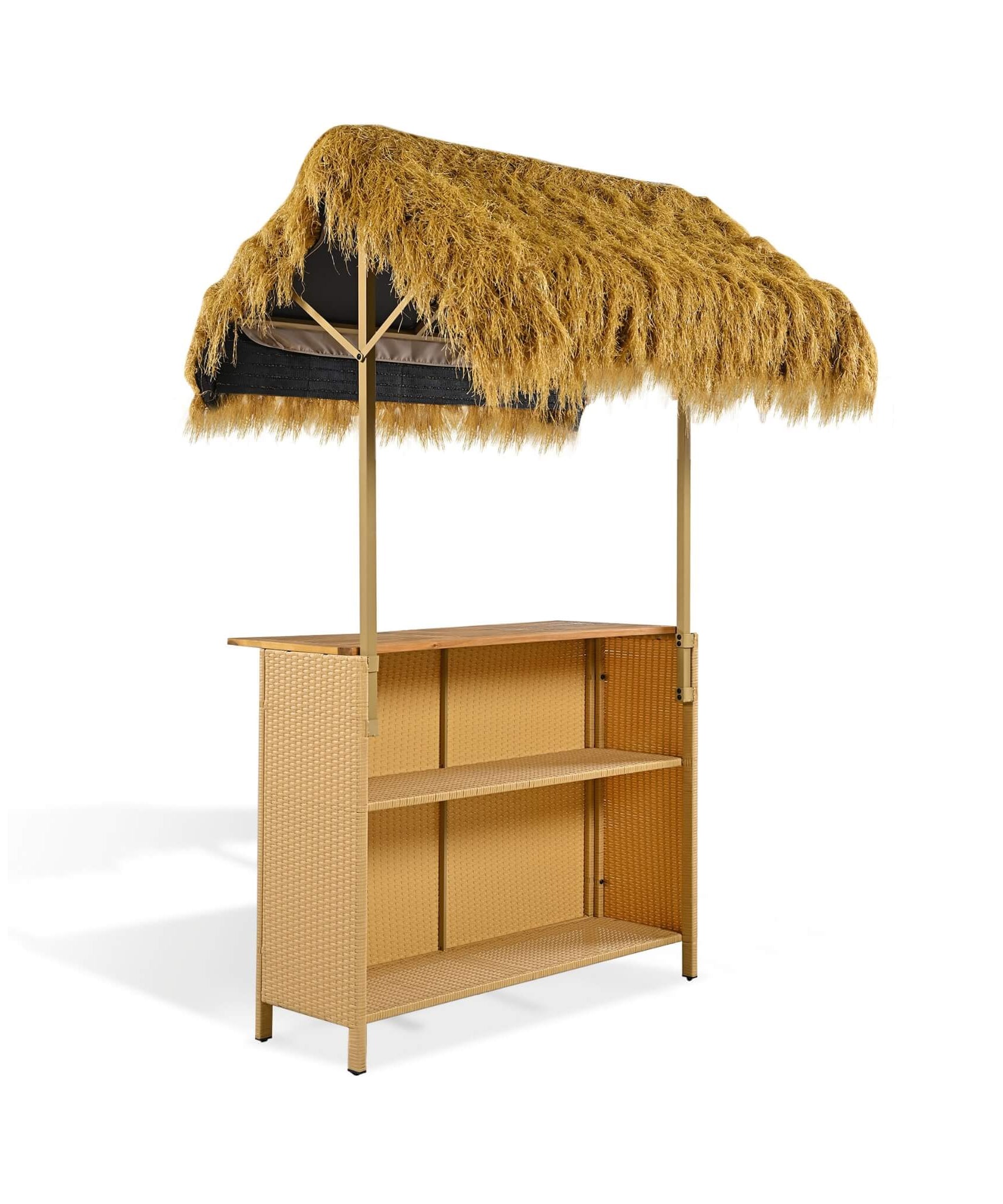 Alora 3-Piece Hawaiian Bar-Height Patio Set With Grass Canopy And Stools (SAK63047)