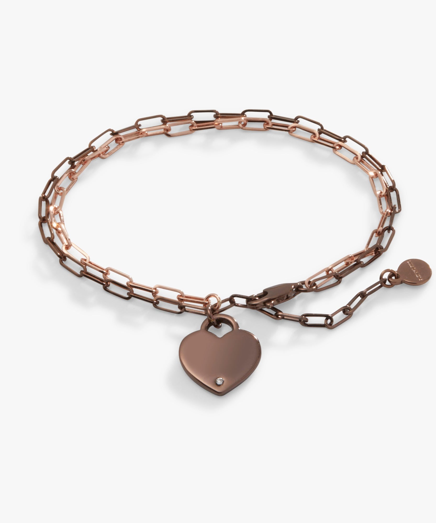 Heart Charm Double Paperclip Chain Bracelet