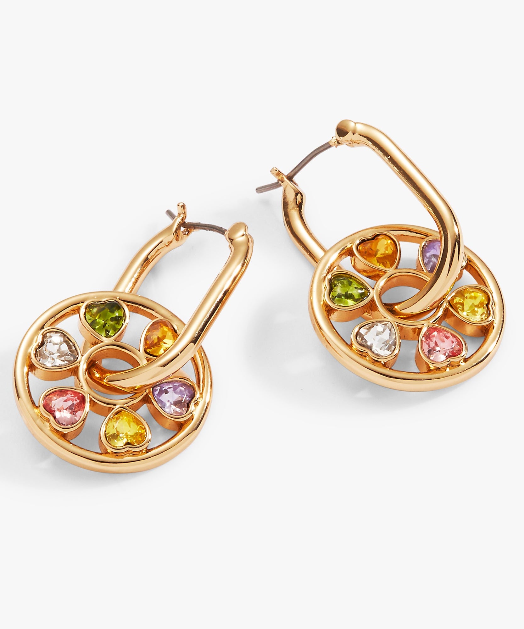 Heart Crystal Wheel Hoop Earrings