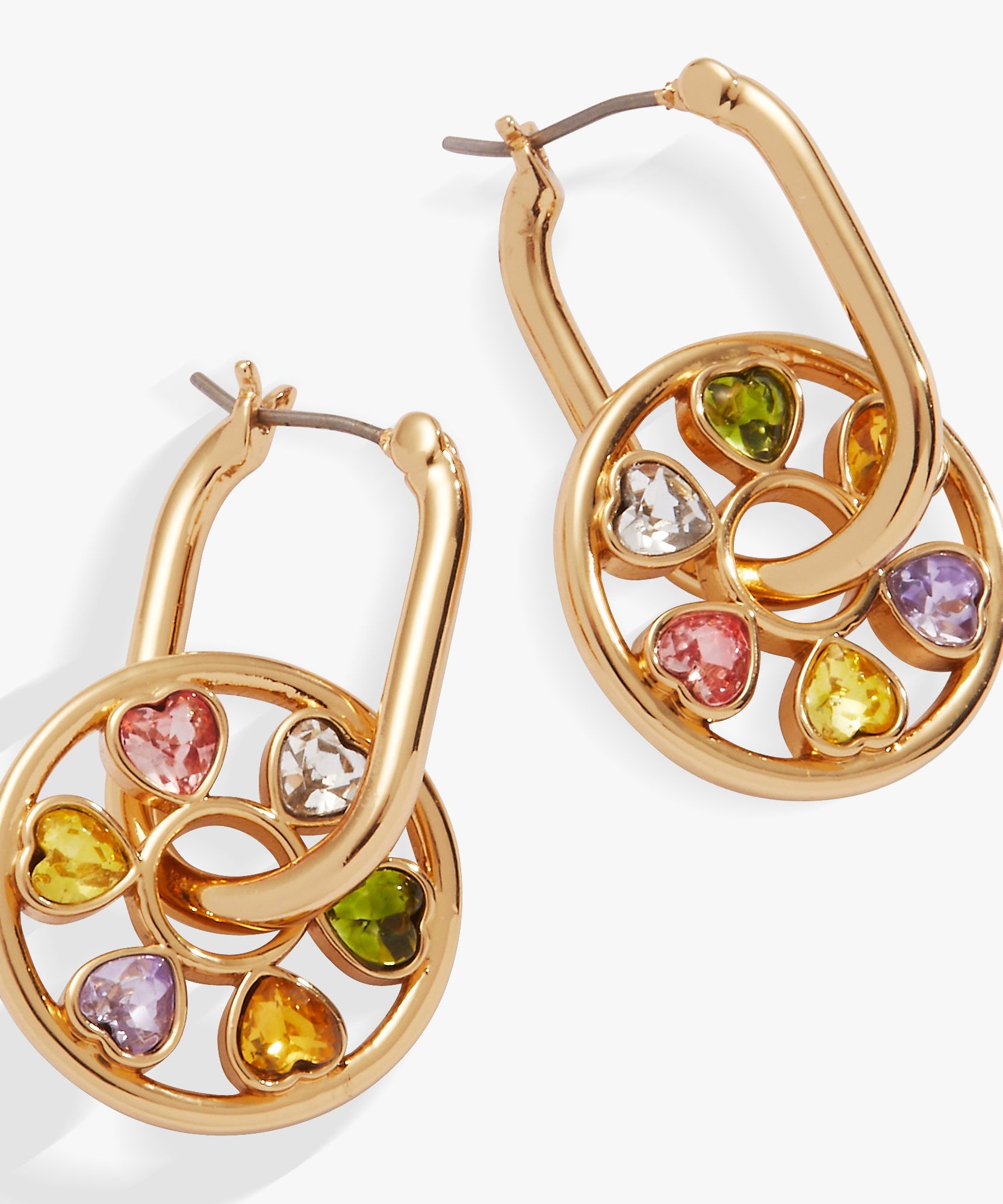Heart Crystal Wheel Hoop Earrings