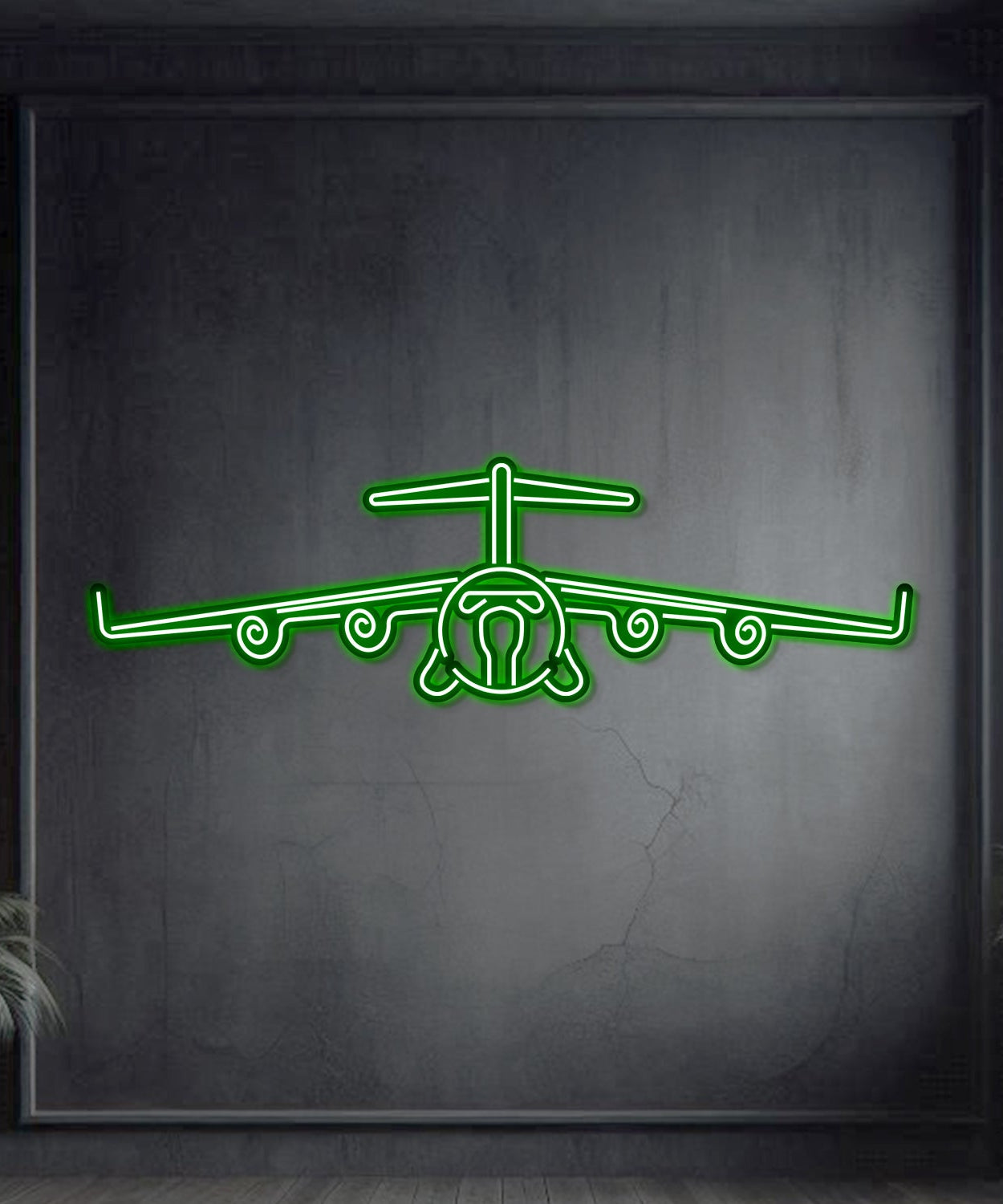C-17 Globemaster III Metall Neon Flugzeug Wandkunst - NCN0018