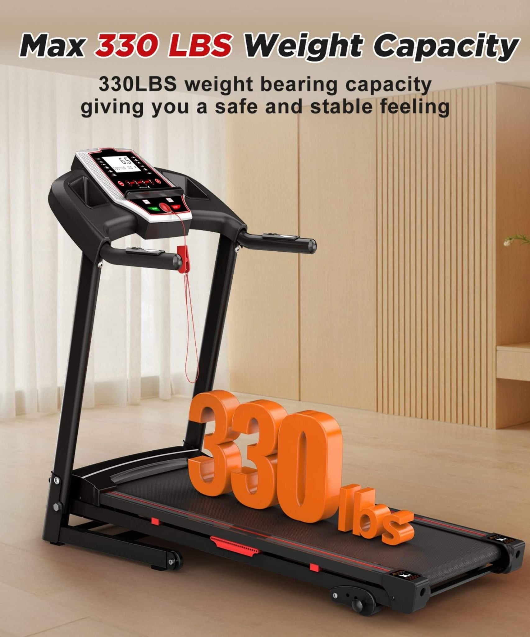 Rovix Portable 3.5HP Space Saving Folding Treadmill W/ Incline & 12 Preset Programs (SAK29735)