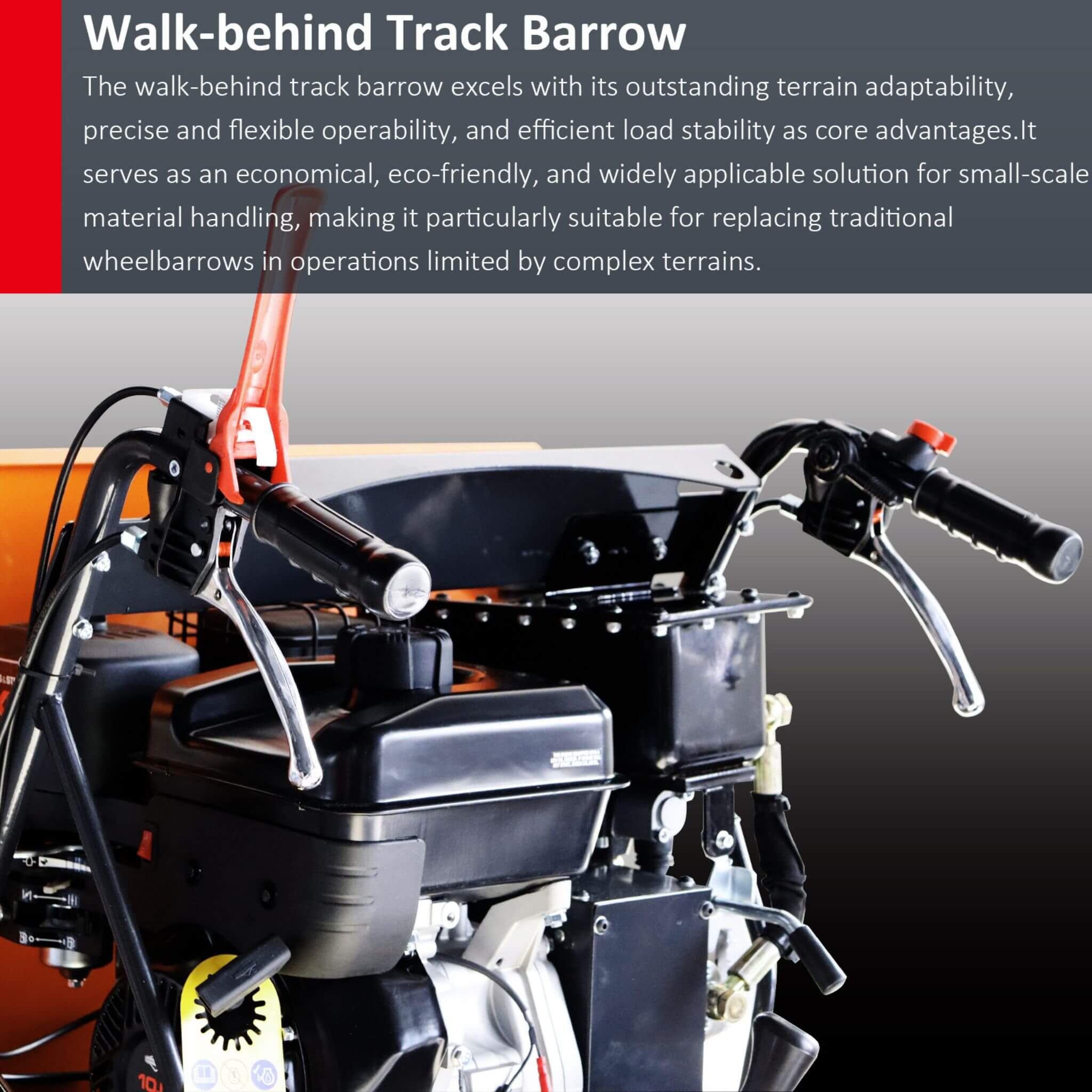 Heavy-Duty 1100LBS 10HP Gas-Powered Track Barrow With Hydraulic Assist (SAK48291)