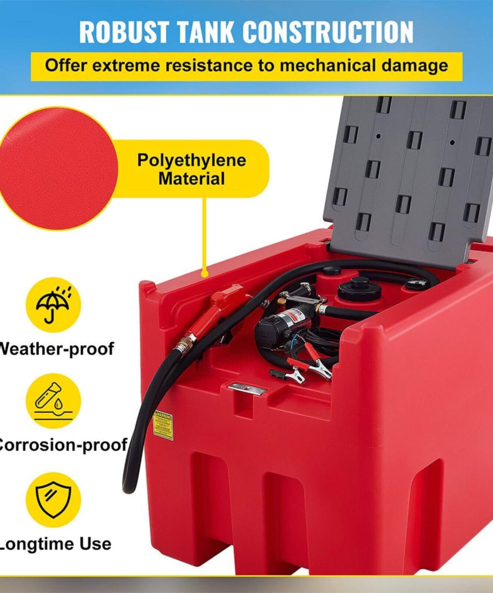 Heavy-Duty 116 Gal Portable Diesel Fuel Transfer Tank With Automatic Pump & Hose (SAK77594)