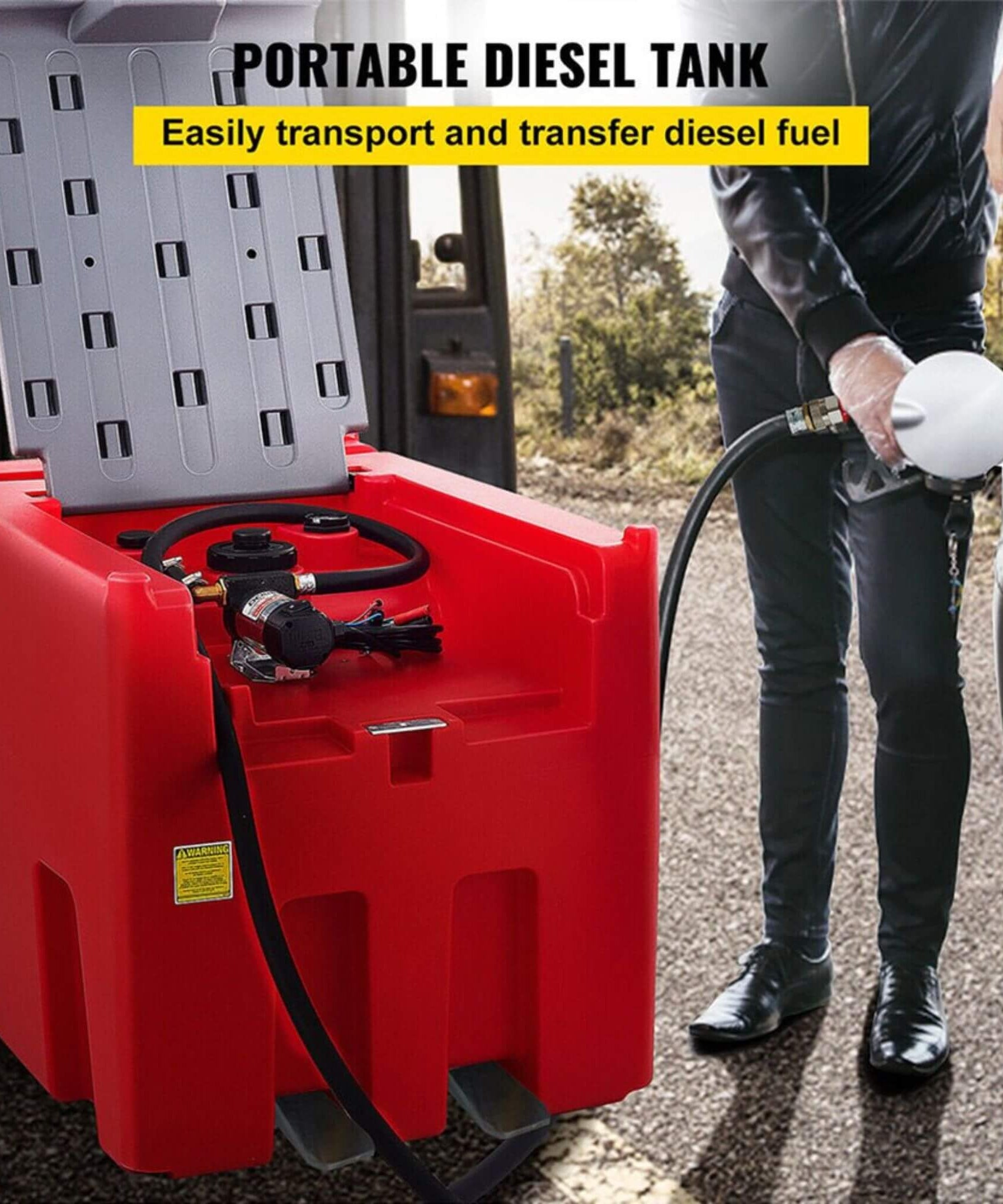 Heavy-Duty 116 Gal Portable Diesel Fuel Transfer Tank With Automatic Pump & Hose (SAK77594)