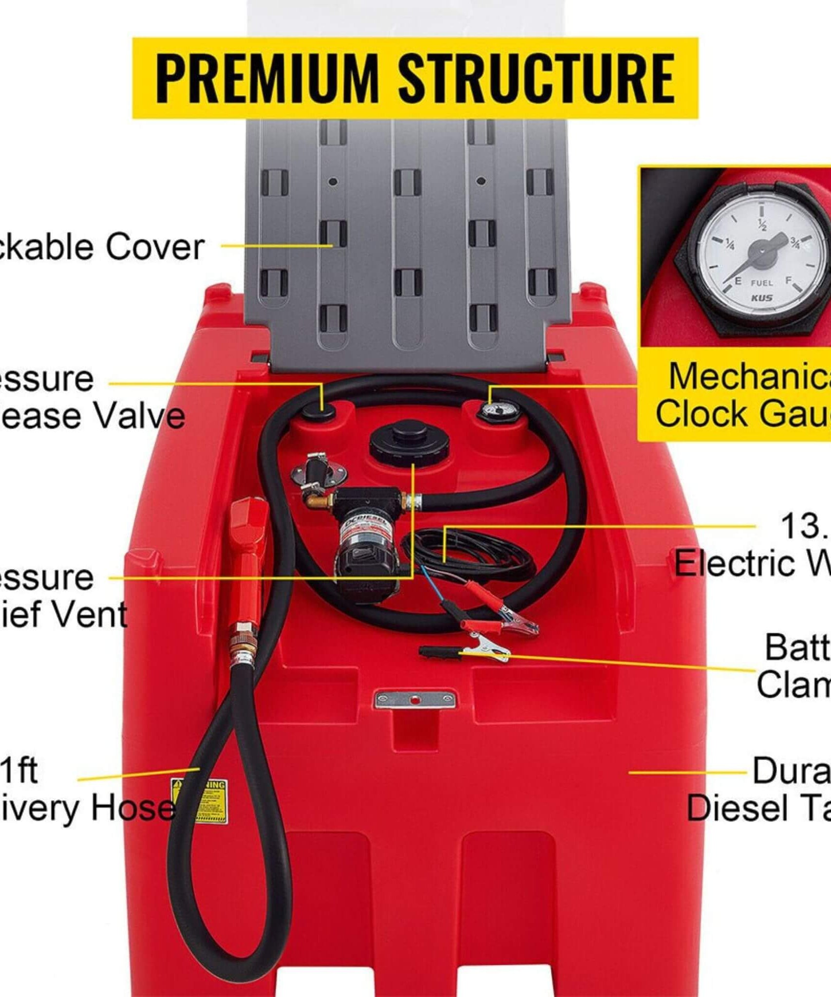 Heavy-Duty 116 Gal Portable Diesel Fuel Transfer Tank With Automatic Pump & Hose (SAK77594)