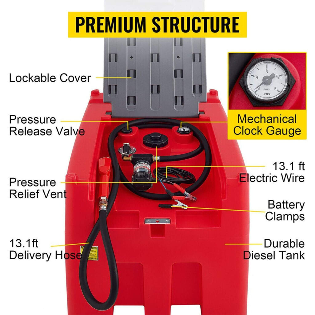 Heavy-Duty 116 Gal Portable Diesel Fuel Transfer Tank With Automatic Pump & Hose (SAK77594)