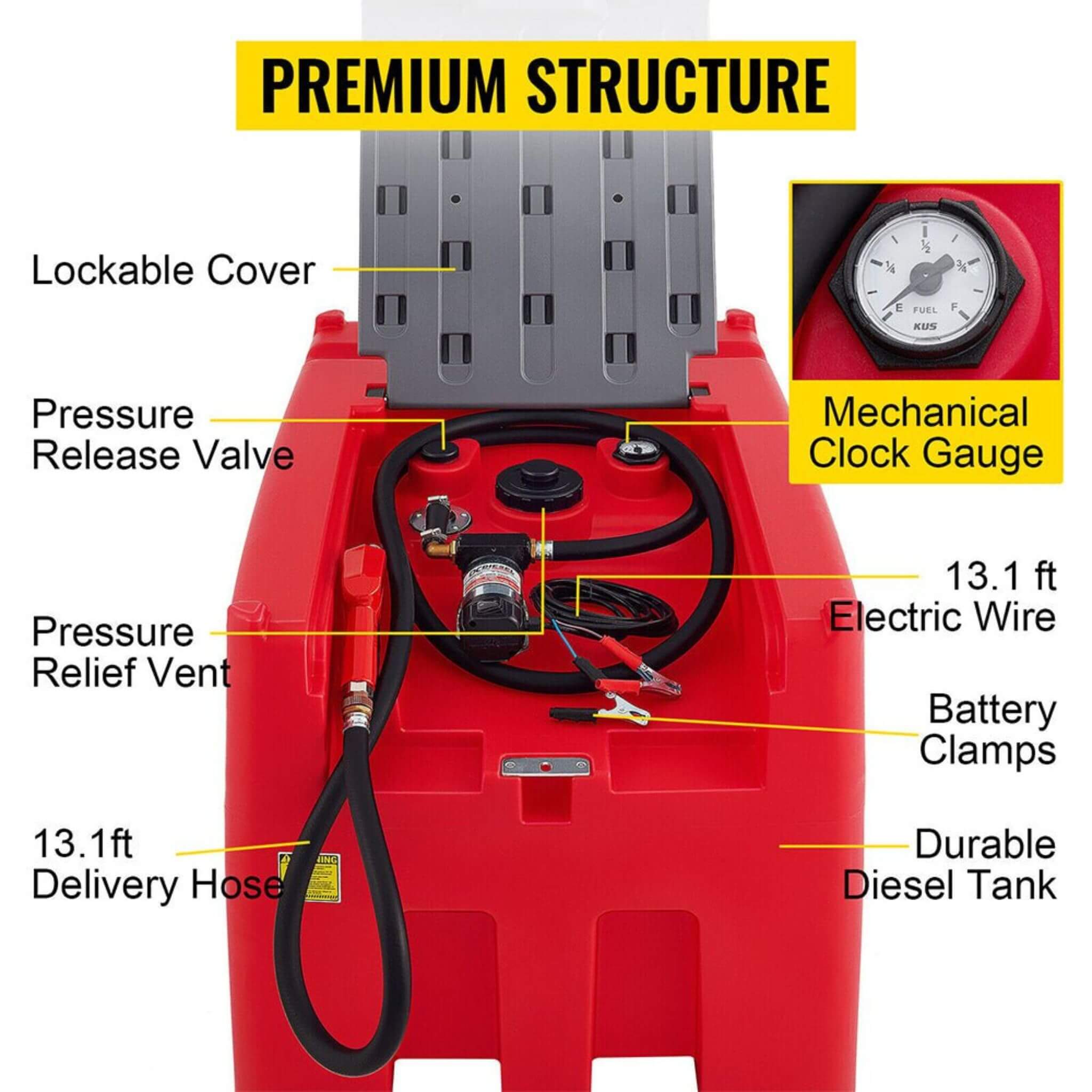 Heavy-Duty 116 Gal Portable Diesel Fuel Transfer Tank With Automatic Pump & Hose (SAK77594)