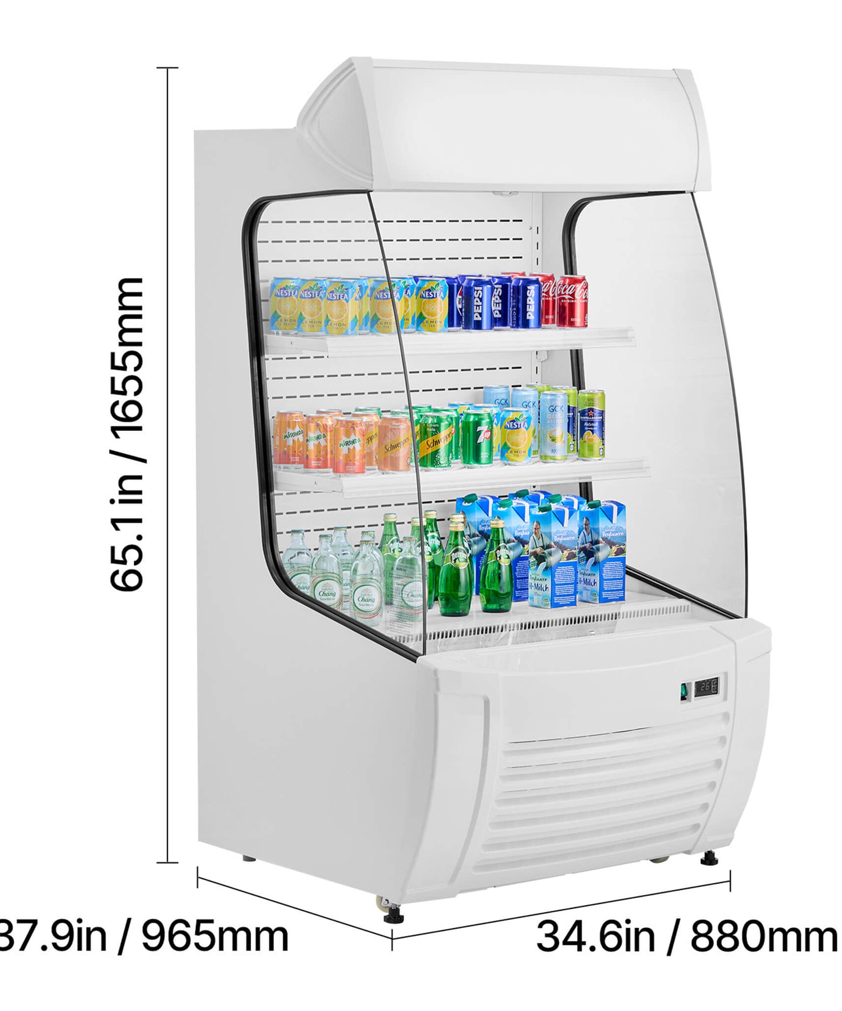 Heavy-Duty 12 Cu.Ft 2-Tier Open-Air Industrial Display Merchandiser Cooler (SAK14832)