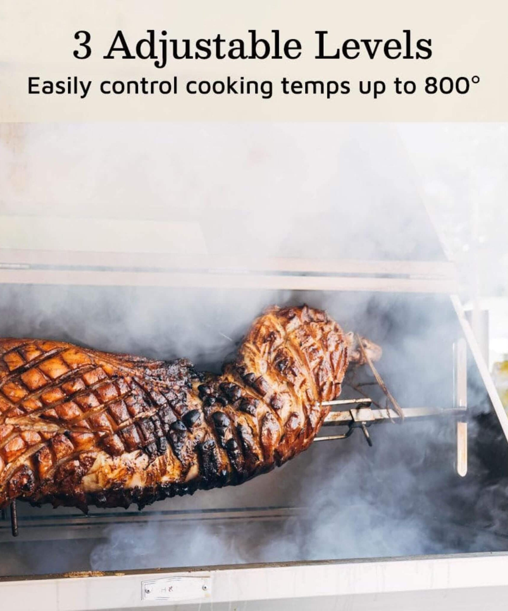 Heavy-Duty Commercial 125 LB Portable Electric Stainless Steel Hooded BBQ Rotisserie Grill With Viewing Window (SAK31975)