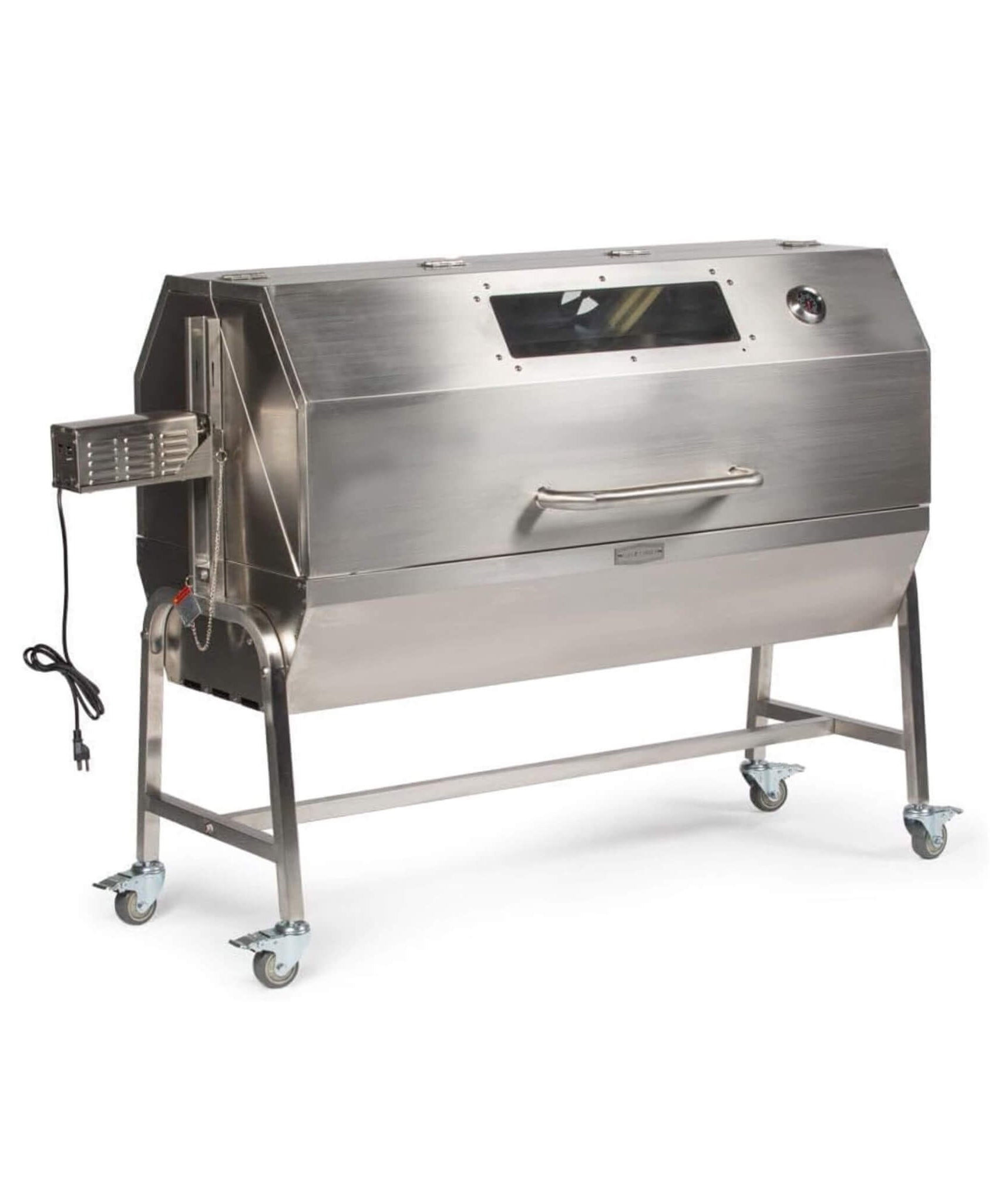 Heavy-Duty Commercial 125 LB Portable Electric Stainless Steel Hooded BBQ Rotisserie Grill With Viewing Window (SAK31975)