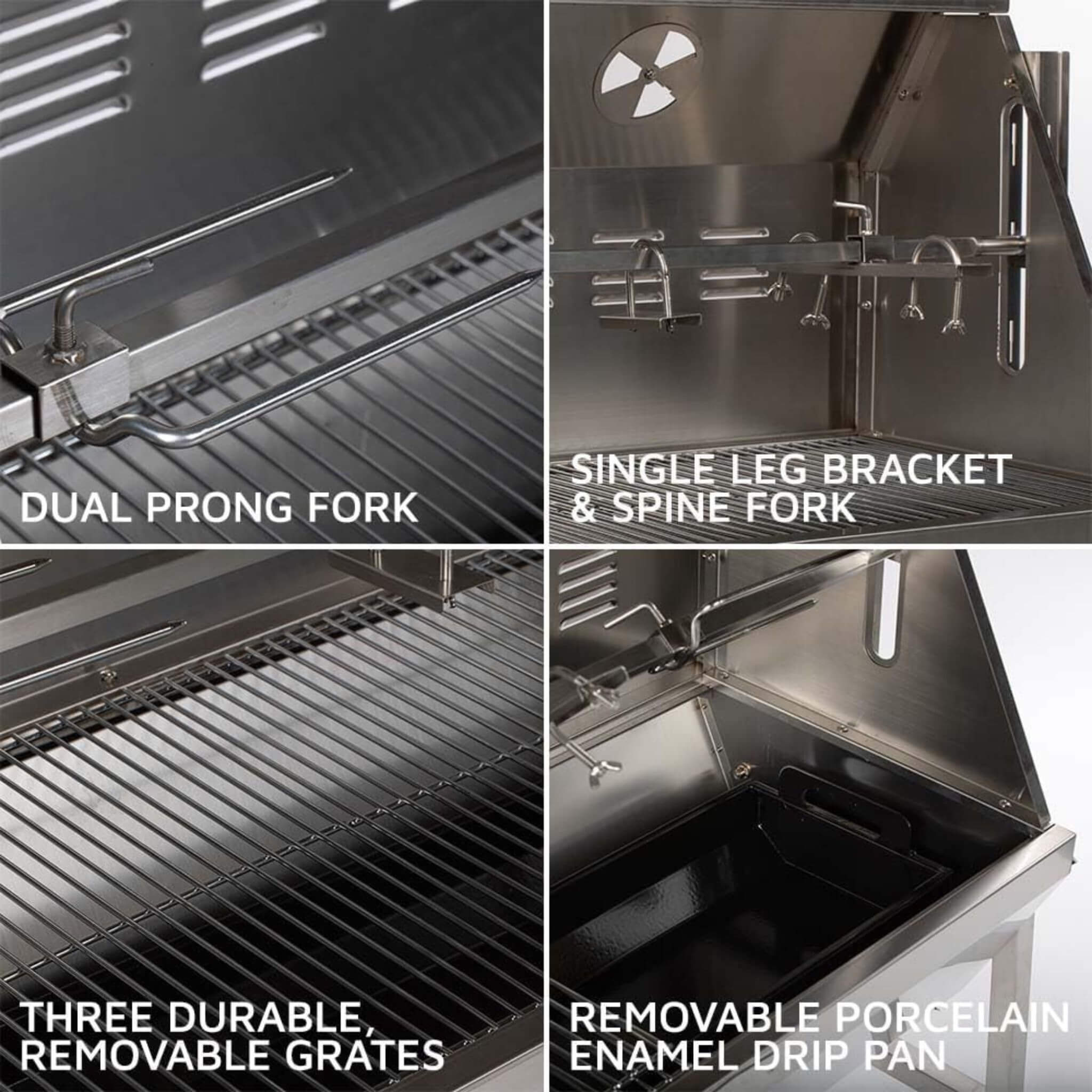 Heavy-Duty Commercial 125 LB Portable Electric Stainless Steel Hooded BBQ Rotisserie Grill With Viewing Window (SAK31975)