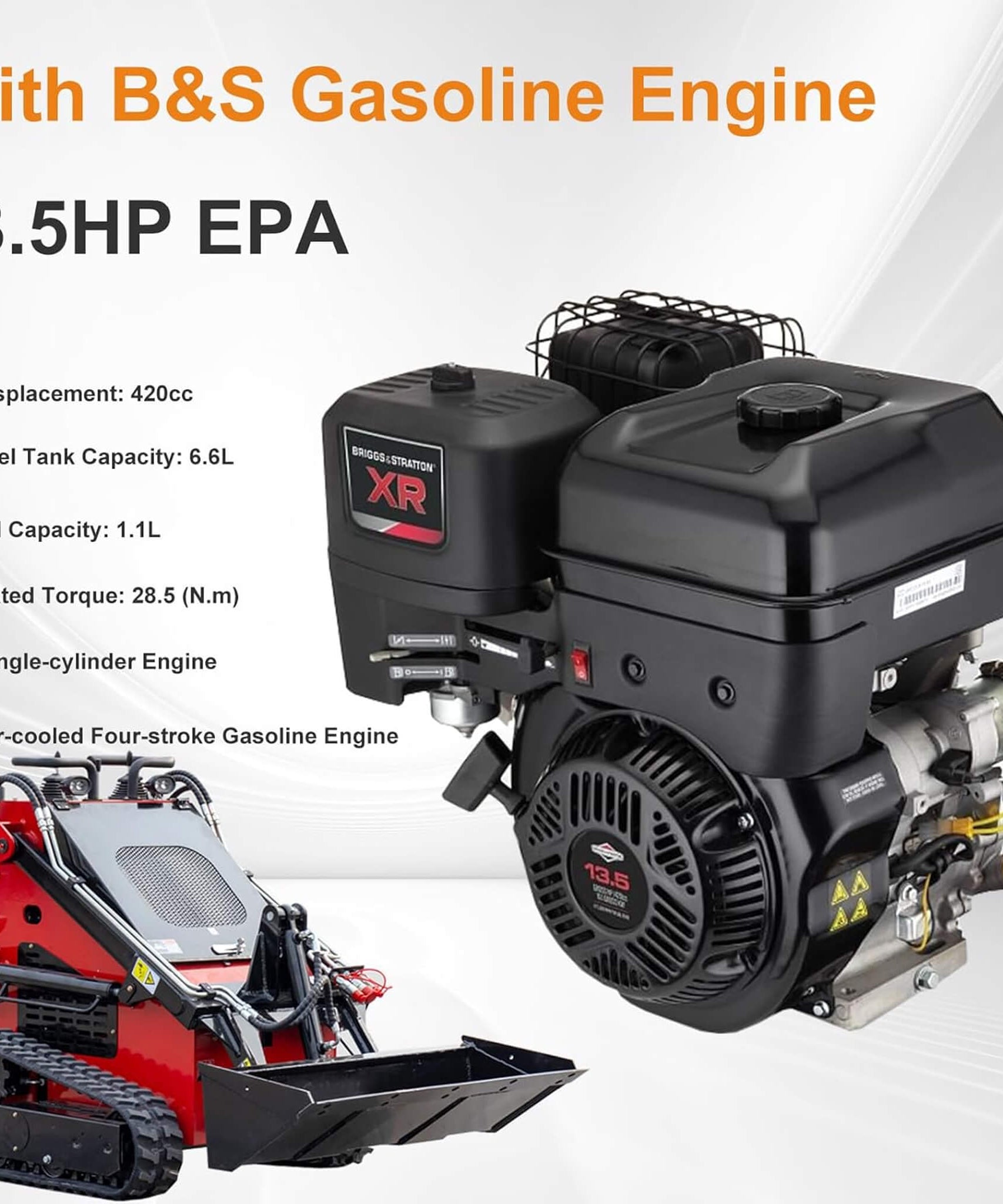 Heavy-Duty 13.5HP Mini Crawler Skid Steer Loader With Bucket (SAK39052)