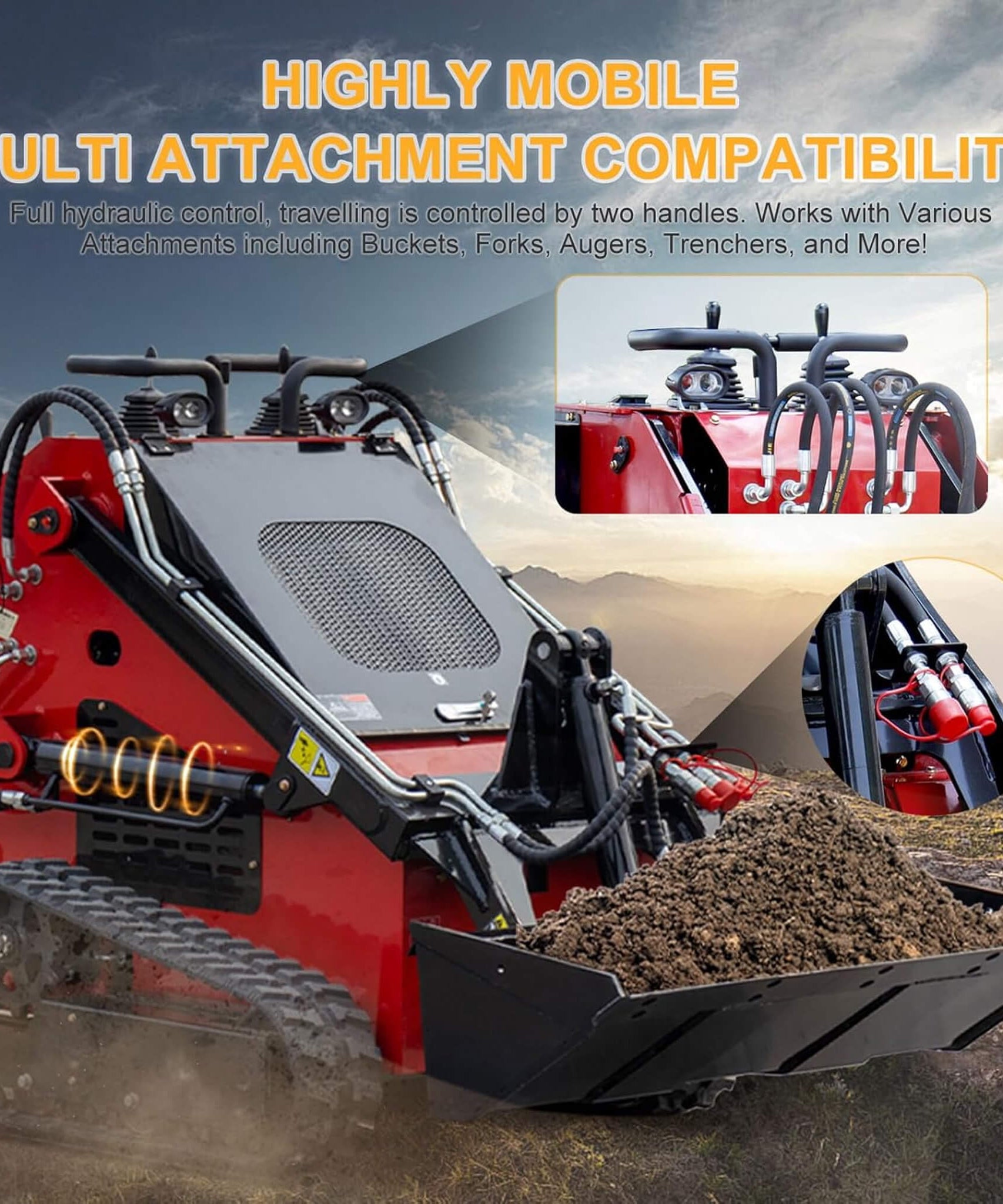 Heavy-Duty 13.5HP Mini Crawler Skid Steer Loader With Bucket (SAK39052)