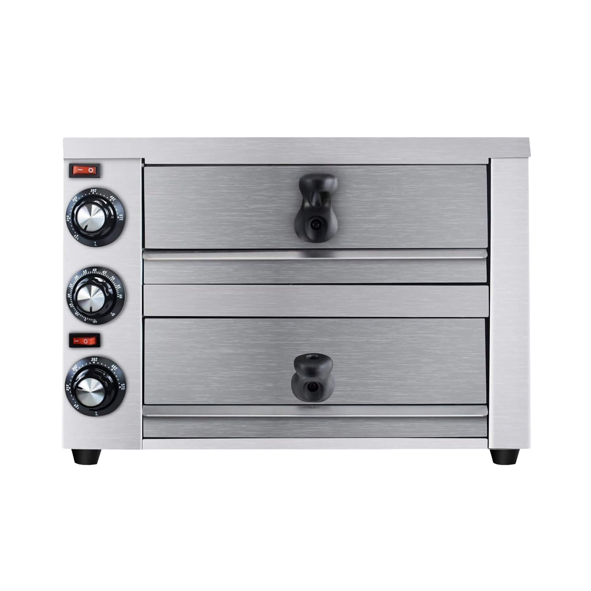 Heavy-Duty 14-Inch Commercial Stainless Steel Electric 2-Tier Tabletop Pizza Oven With Timer (SAK90432)