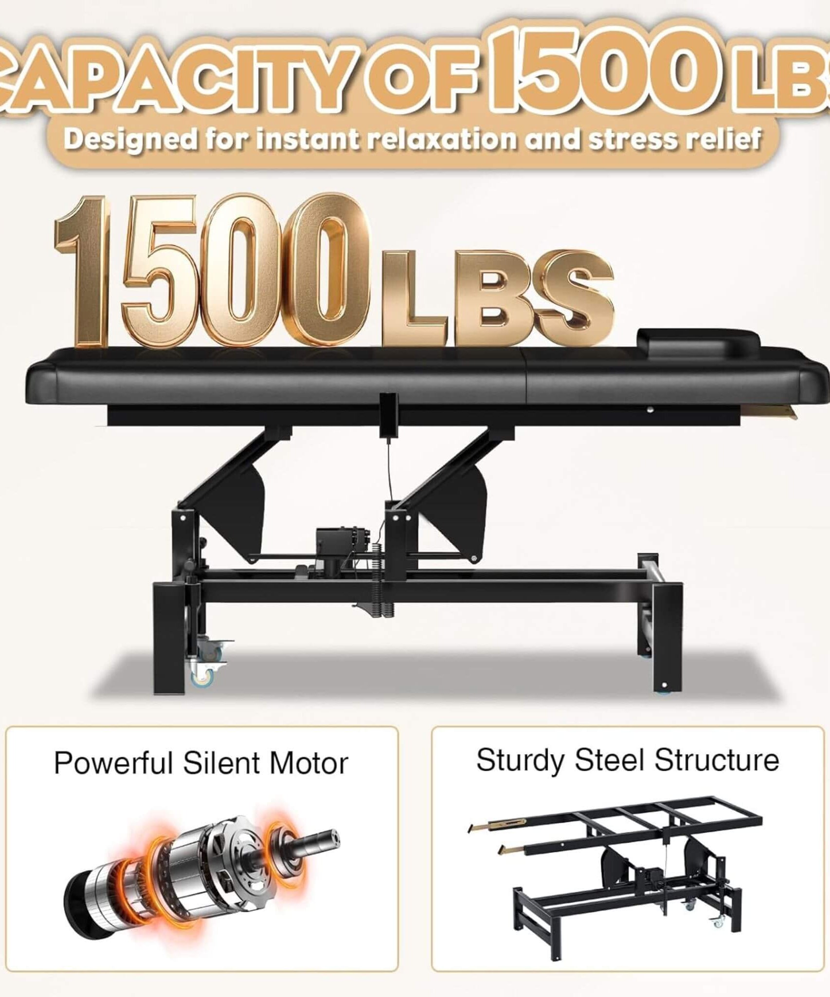Heavy-Duty 1500 LBS Adjustable Electric Massage Table With Lift (SAK74105)