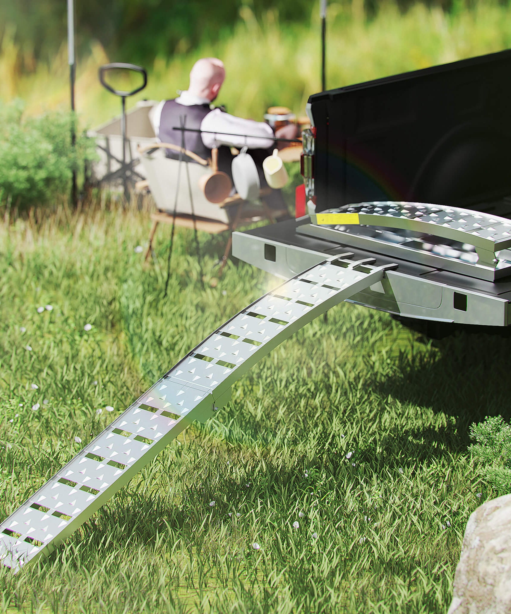 Heavy-Duty 1500LB 7.5FT Folding Aluminum Loading Ramps Set (SAK30158)