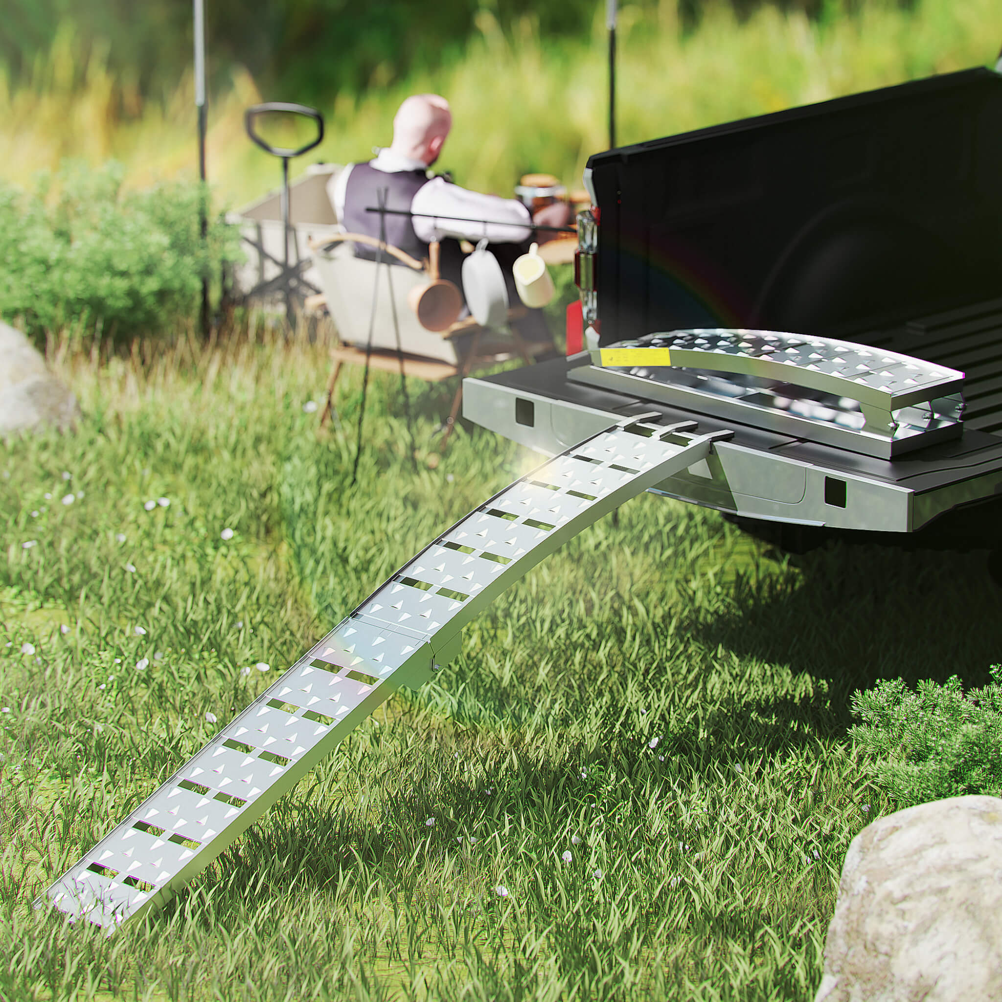 Heavy-Duty 1500LB 7.5FT Folding Aluminum Loading Ramps Set (SAK30158)