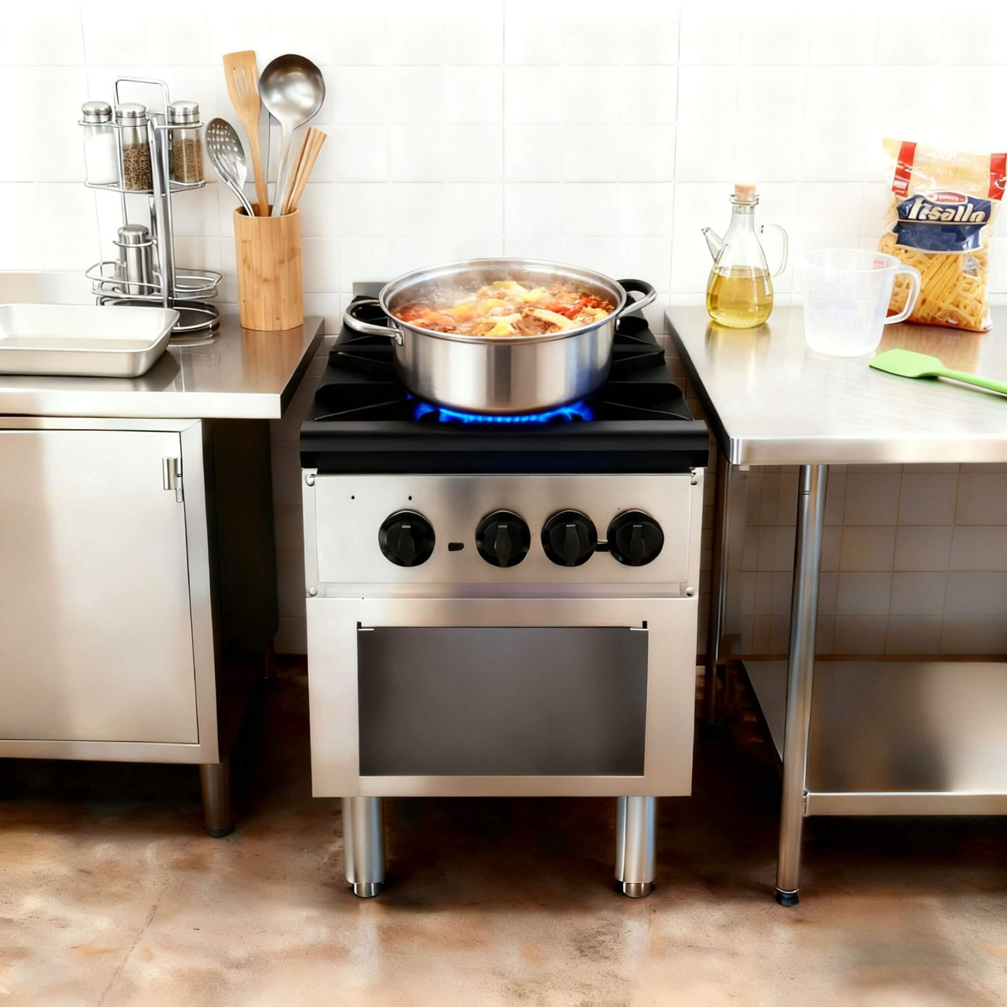 Heavy-Duty 18K BTU Commercial 2-Burner Stainless Steel Gas Stove Range (SAK40721)