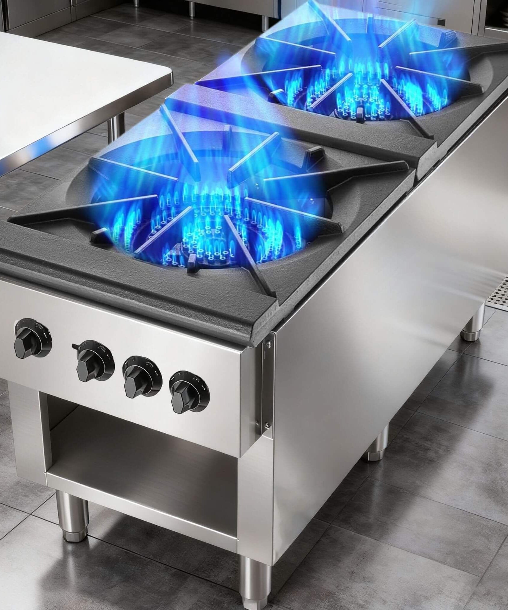 Heavy-Duty 18K BTU Commercial 2-Burner Stainless Steel Gas Stove Range (SAK40721)