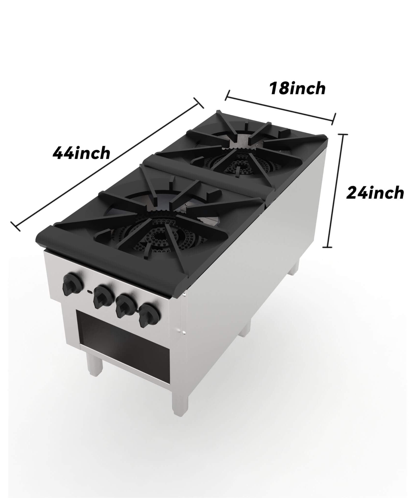 Heavy-Duty 18K BTU Commercial 2-Burner Stainless Steel Gas Stove Range (SAK40721)