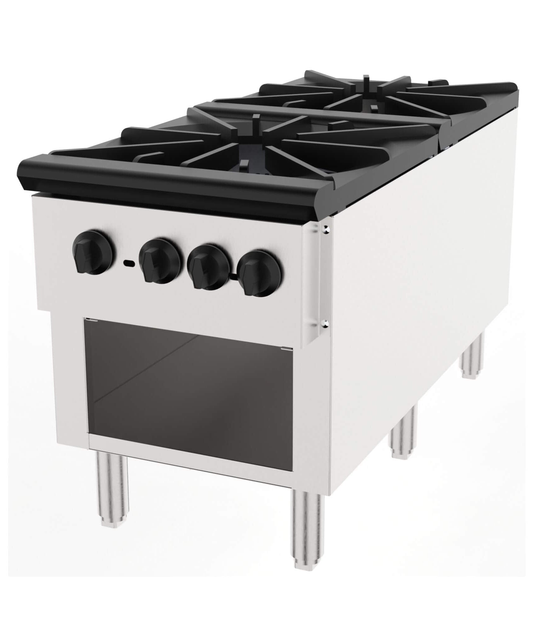 Heavy-Duty 18K BTU Commercial 2-Burner Stainless Steel Gas Stove Range (SAK40721)