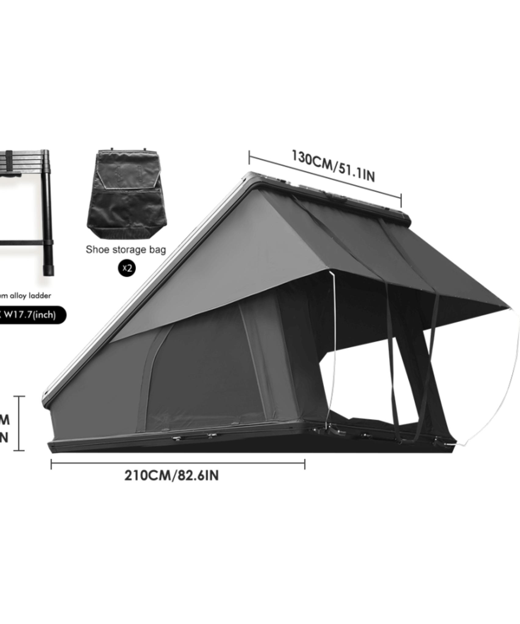 Trailora Altitude Heavy-Duty Hard-Shell Rooftop Tent With Ladder [2-3 Person] (SAK93120)