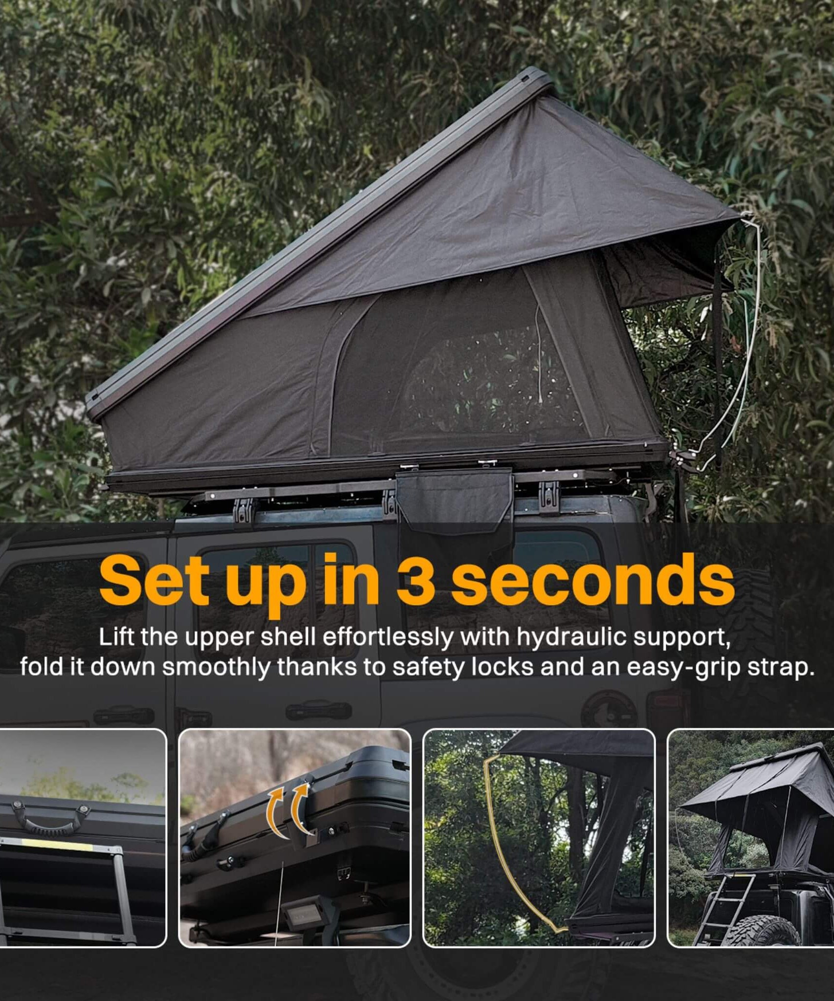 Trailora Altitude Heavy-Duty Hard-Shell Rooftop Tent With Ladder [2-3 Person] (SAK93120)