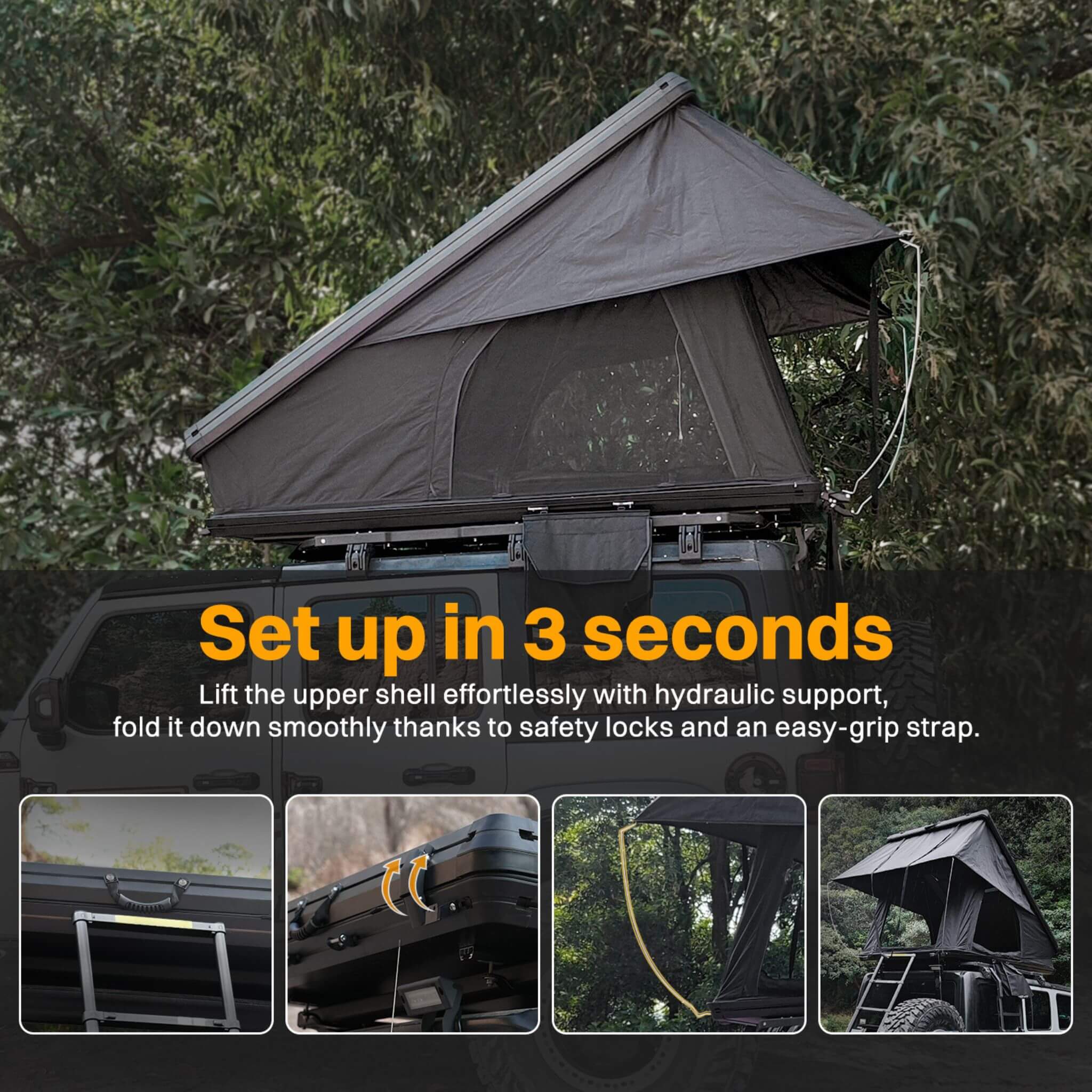 Trailora Altitude Heavy-Duty Hard-Shell Rooftop Tent With Ladder [2-3 Person] (SAK93120)