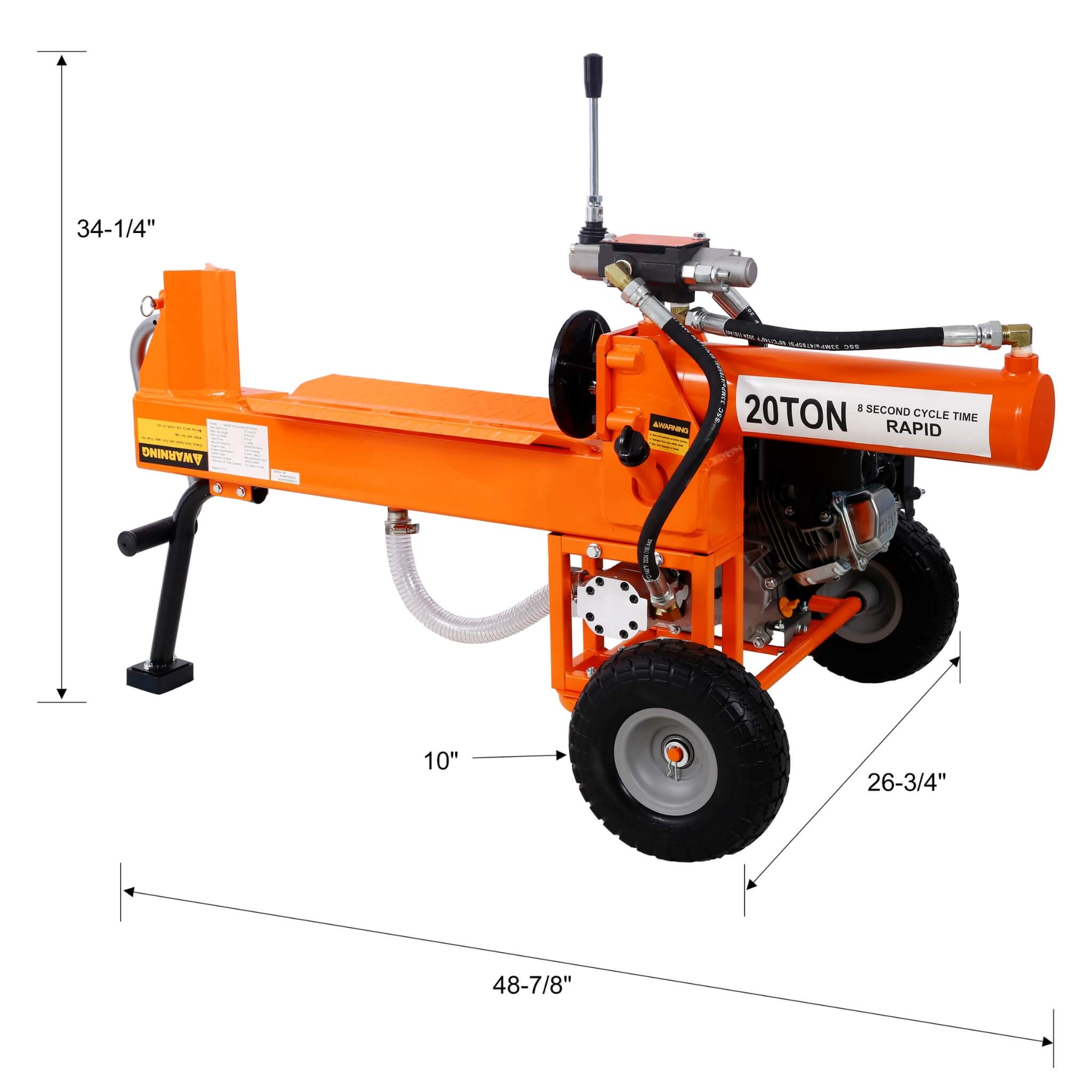 Heavy-Duty 20-Ton 7HP Portable Log Splitter With Auto-Return Hydraulic Ram (SAK15842)