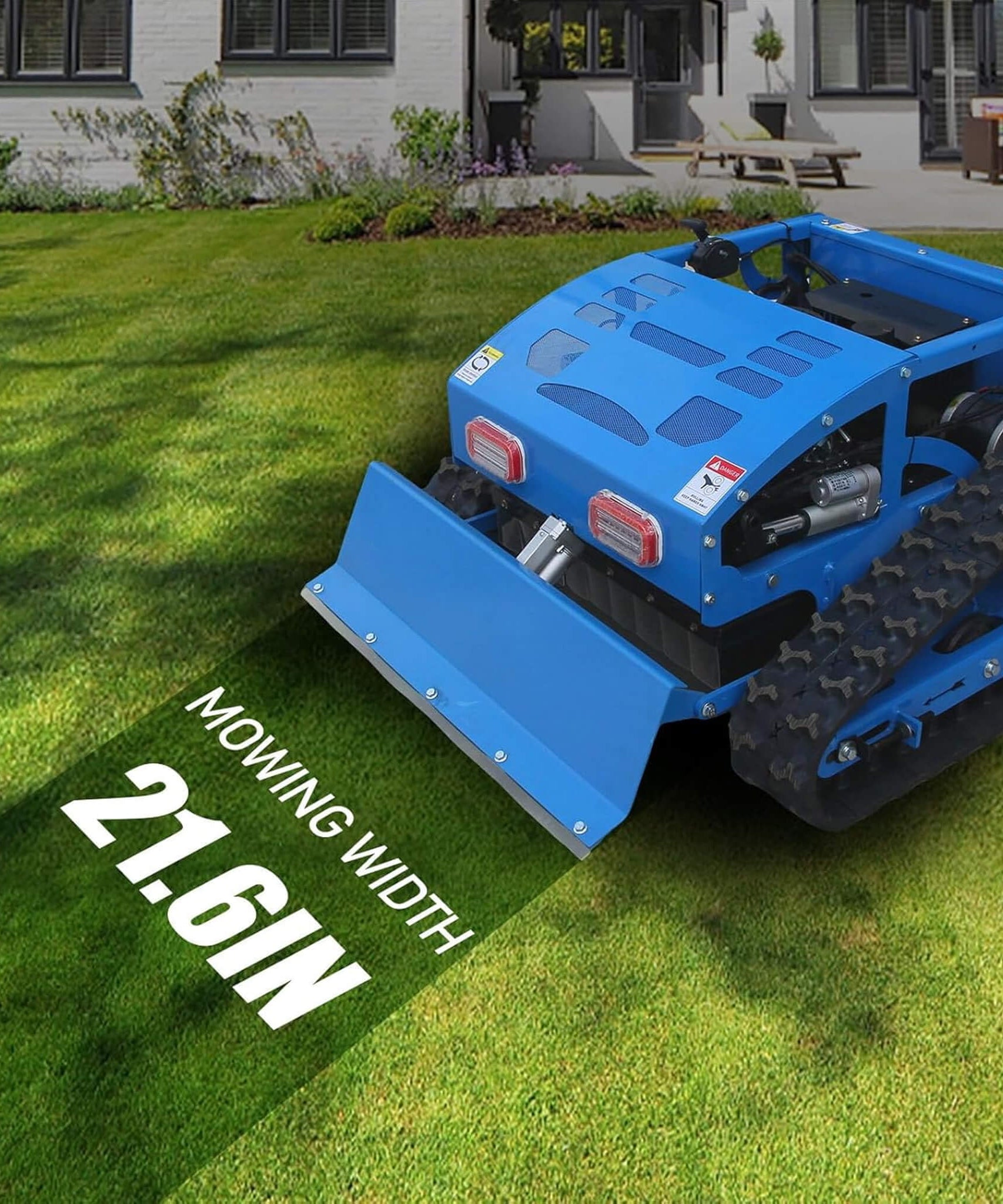 Heavy-Duty 21-Inch 9HP Commercial Remote-Controlled Robotic Lawn Mower With Tracks And Plow (SAK26583)