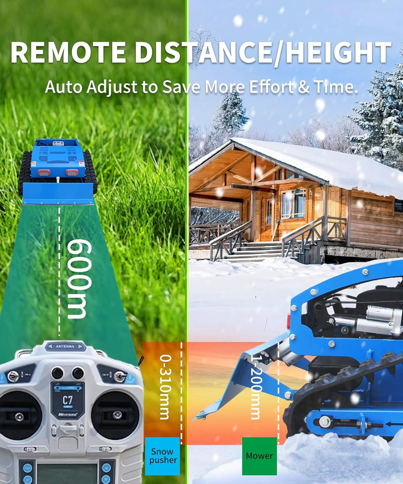 Heavy-Duty 21-Inch 9HP Commercial Remote-Controlled Robotic Lawn Mower With Tracks And Plow (SAK26583)