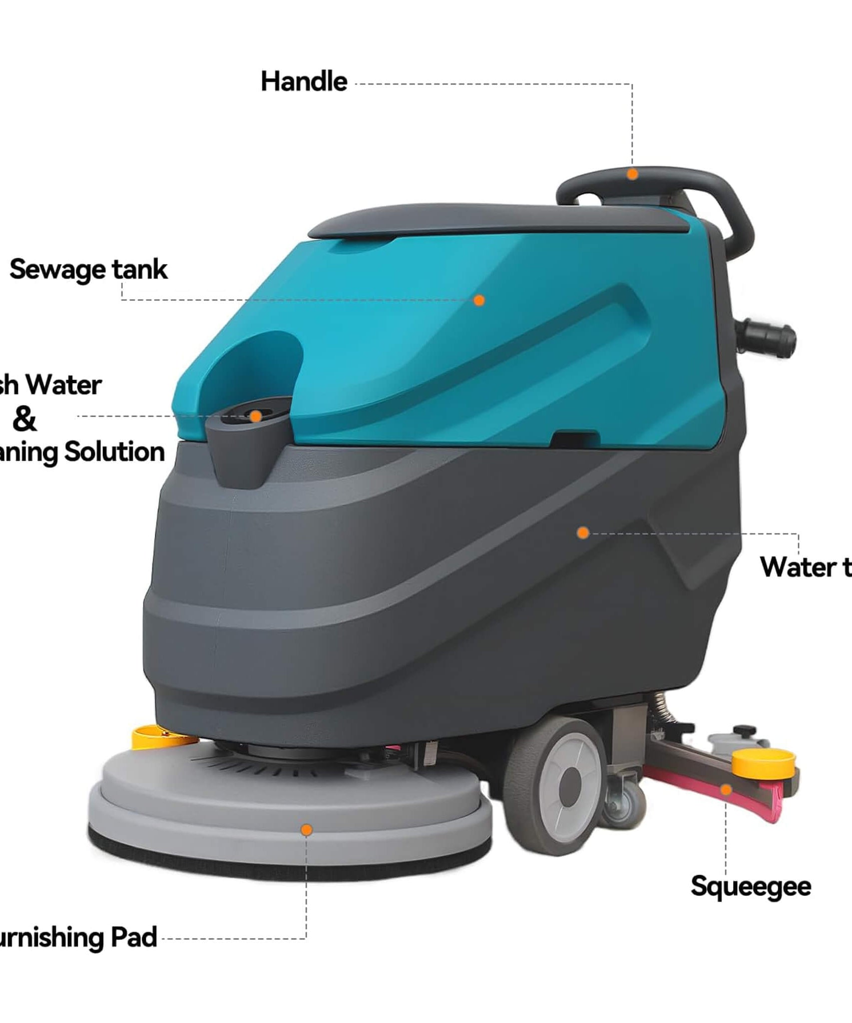 Heavy-Duty 22-Inch Industrial Walk-Behind Floor Scrubber With Squeegee Suction (SAK90834)