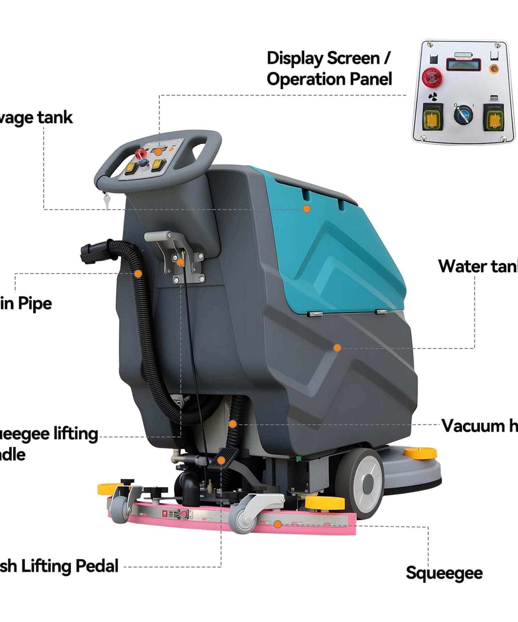 Heavy-Duty 22-Inch Industrial Walk-Behind Floor Scrubber With Squeegee Suction (SAK90834)