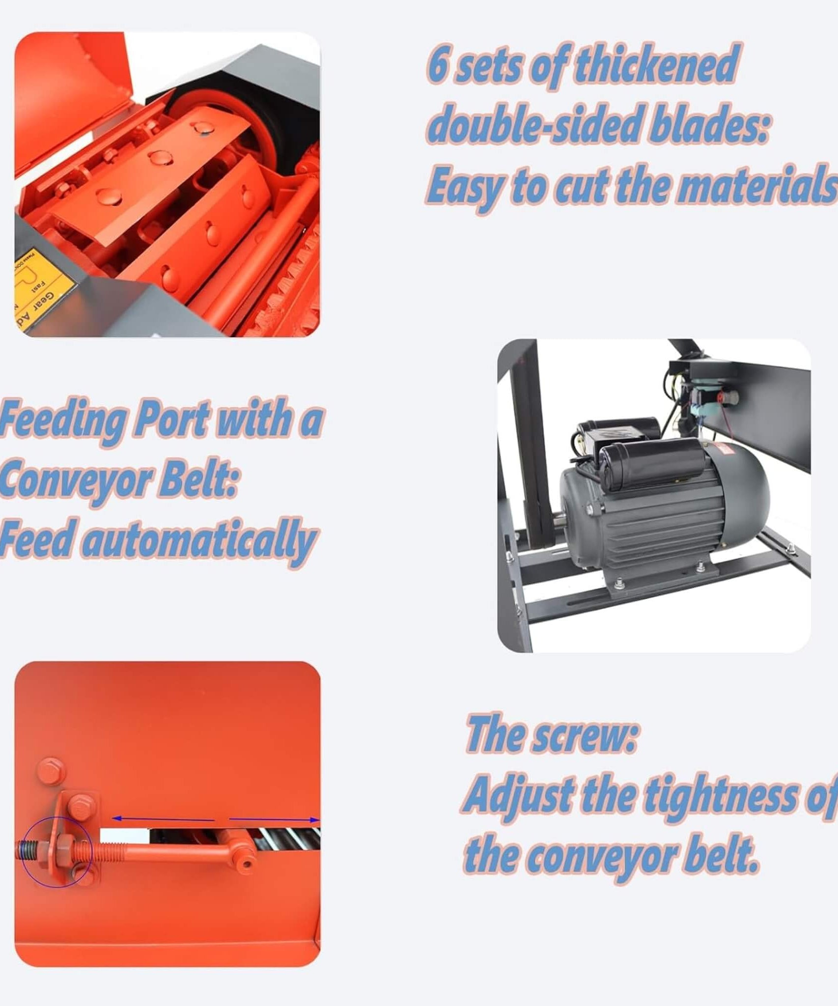 Heavy-Duty 220V 2.2KW 6-Blade Hay Cutter Pulverizer With Conveyor (SAK14368)