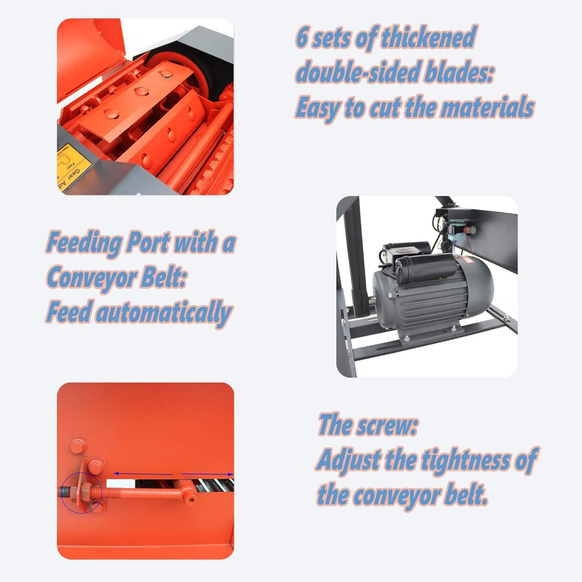 Heavy-Duty 220V 2.2KW 6-Blade Hay Cutter Pulverizer With Conveyor (SAK14368)