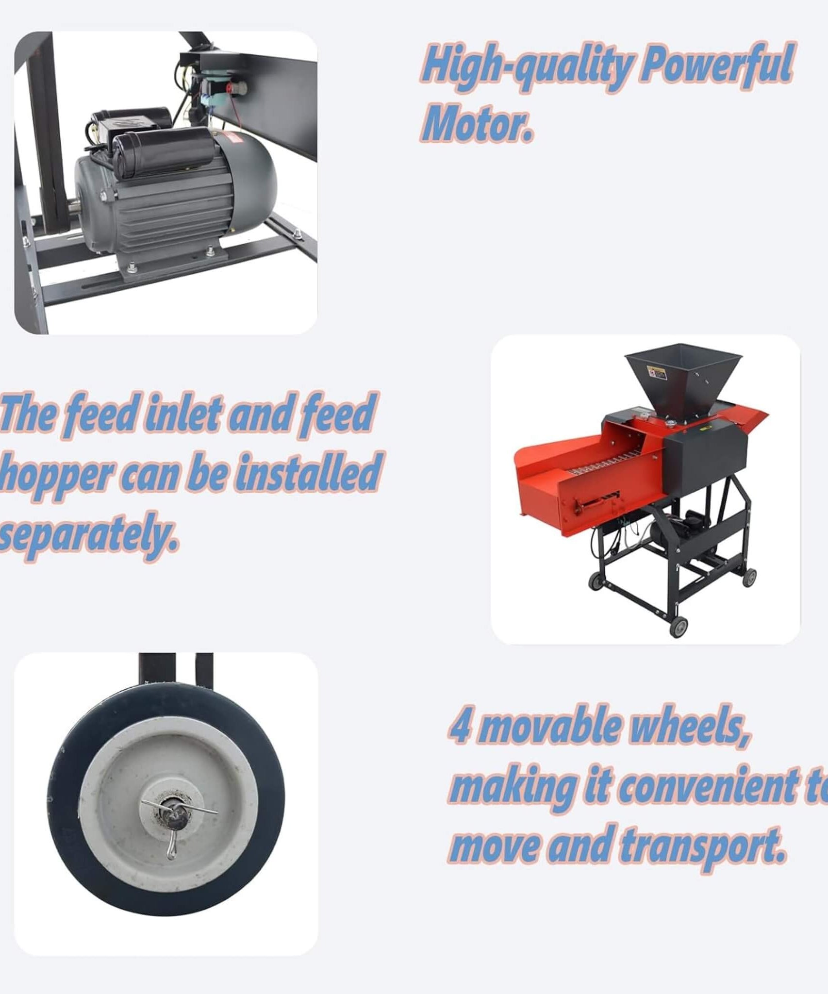 Heavy-Duty 220V 2.2KW 6-Blade Hay Cutter Pulverizer With Conveyor (SAK14368)